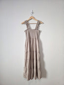 Quince Smocked Linen Midi Dress (M)