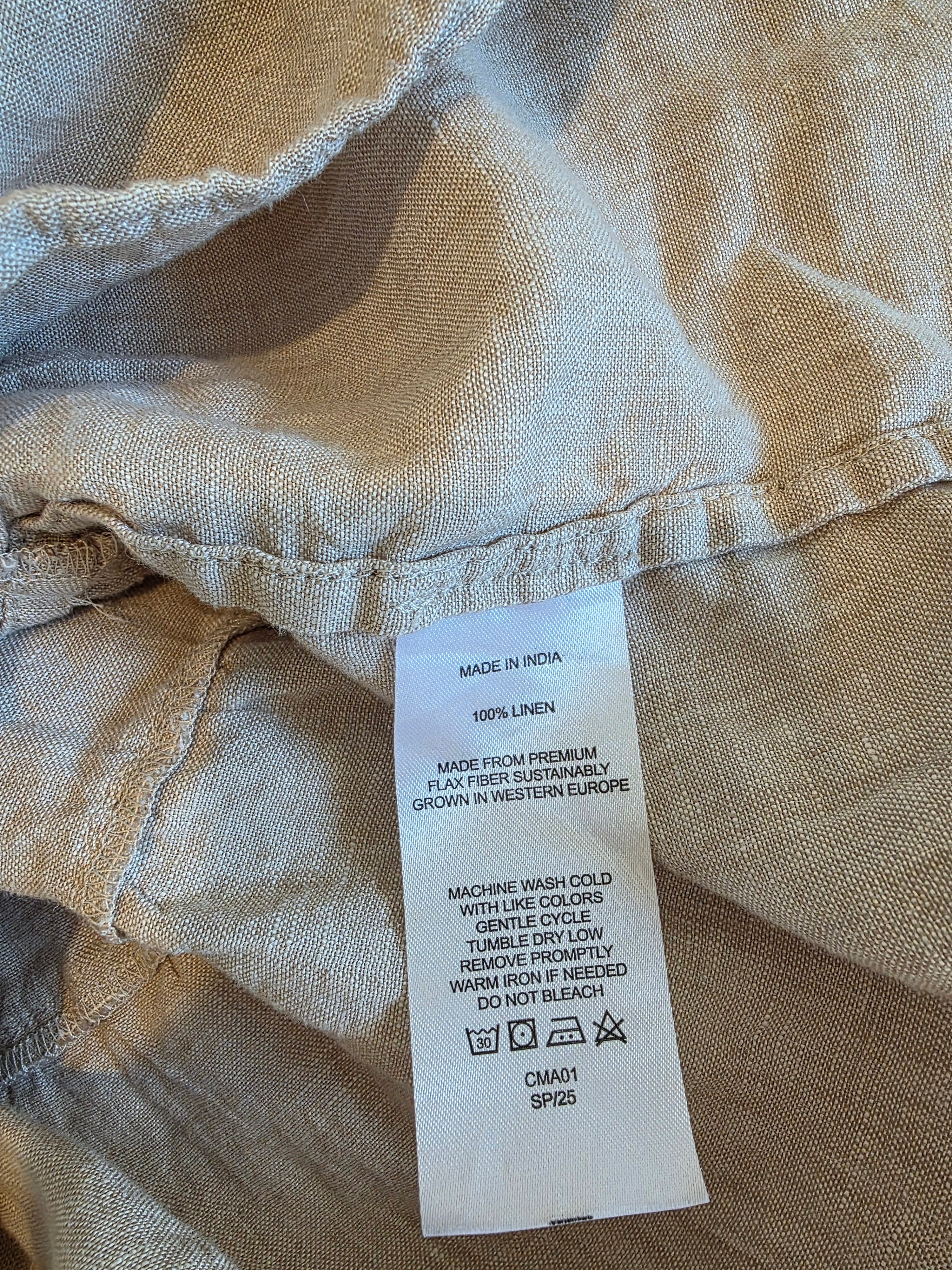 Quince Smocked Linen Midi Dress (M)