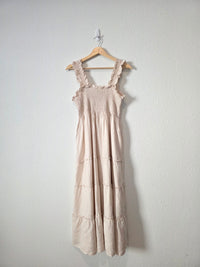 Quince Smocked Linen Midi Dress (L)