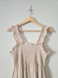 Quince Smocked Linen Midi Dress (L)