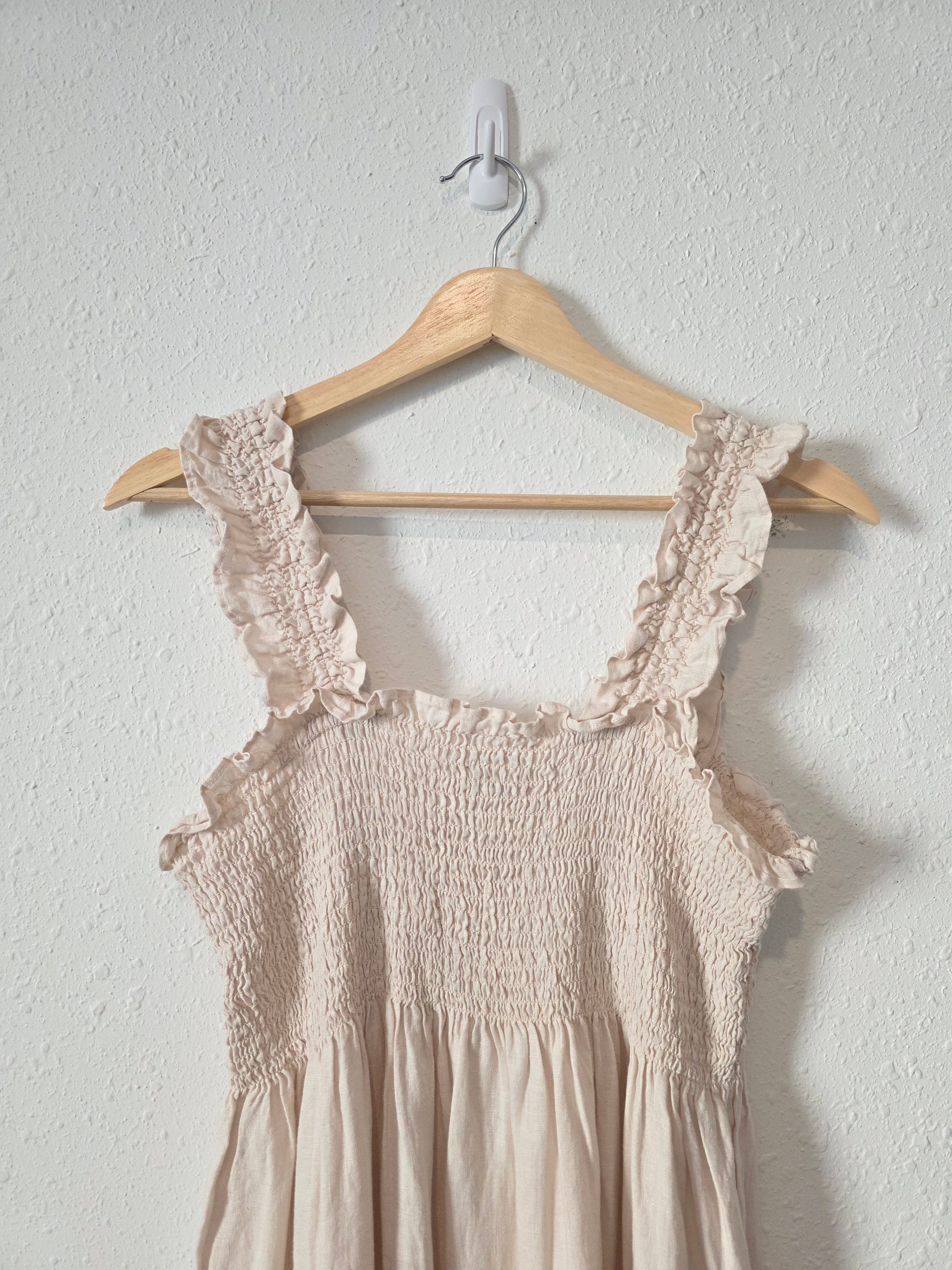 Quince Smocked Linen Midi Dress (L)