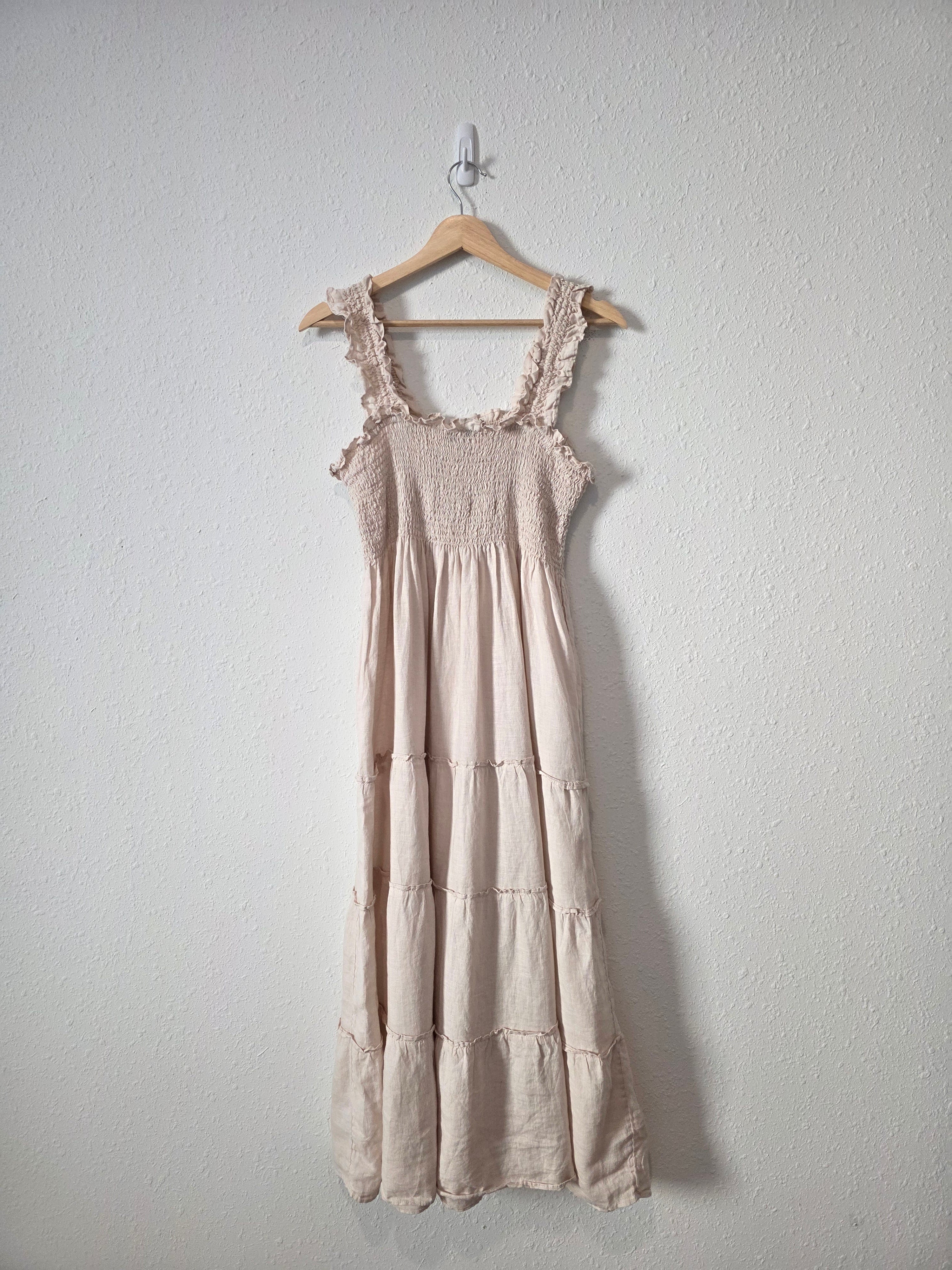 Quince Smocked Linen Midi Dress (L)