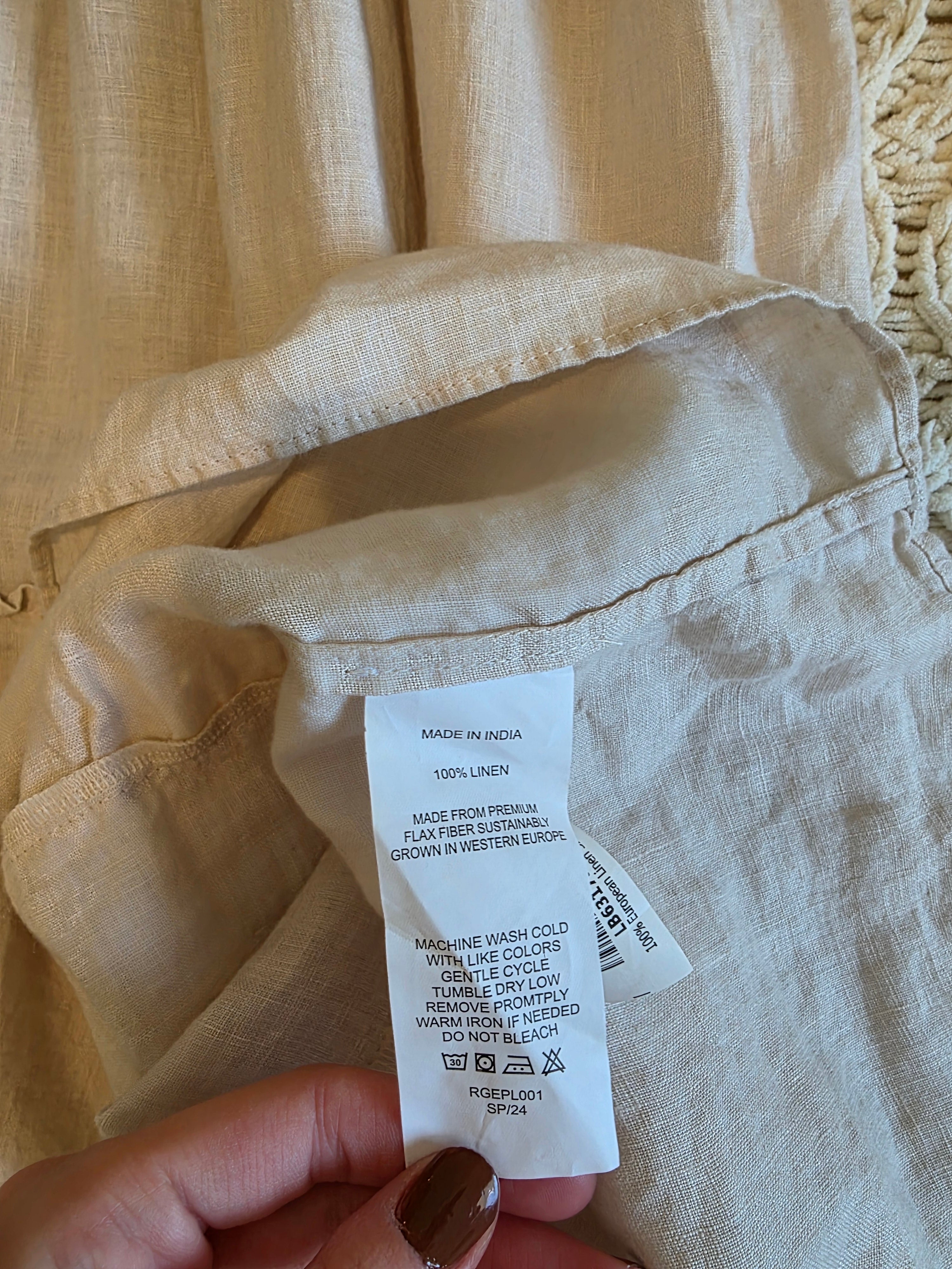 Quince Smocked Linen Midi Dress (L)