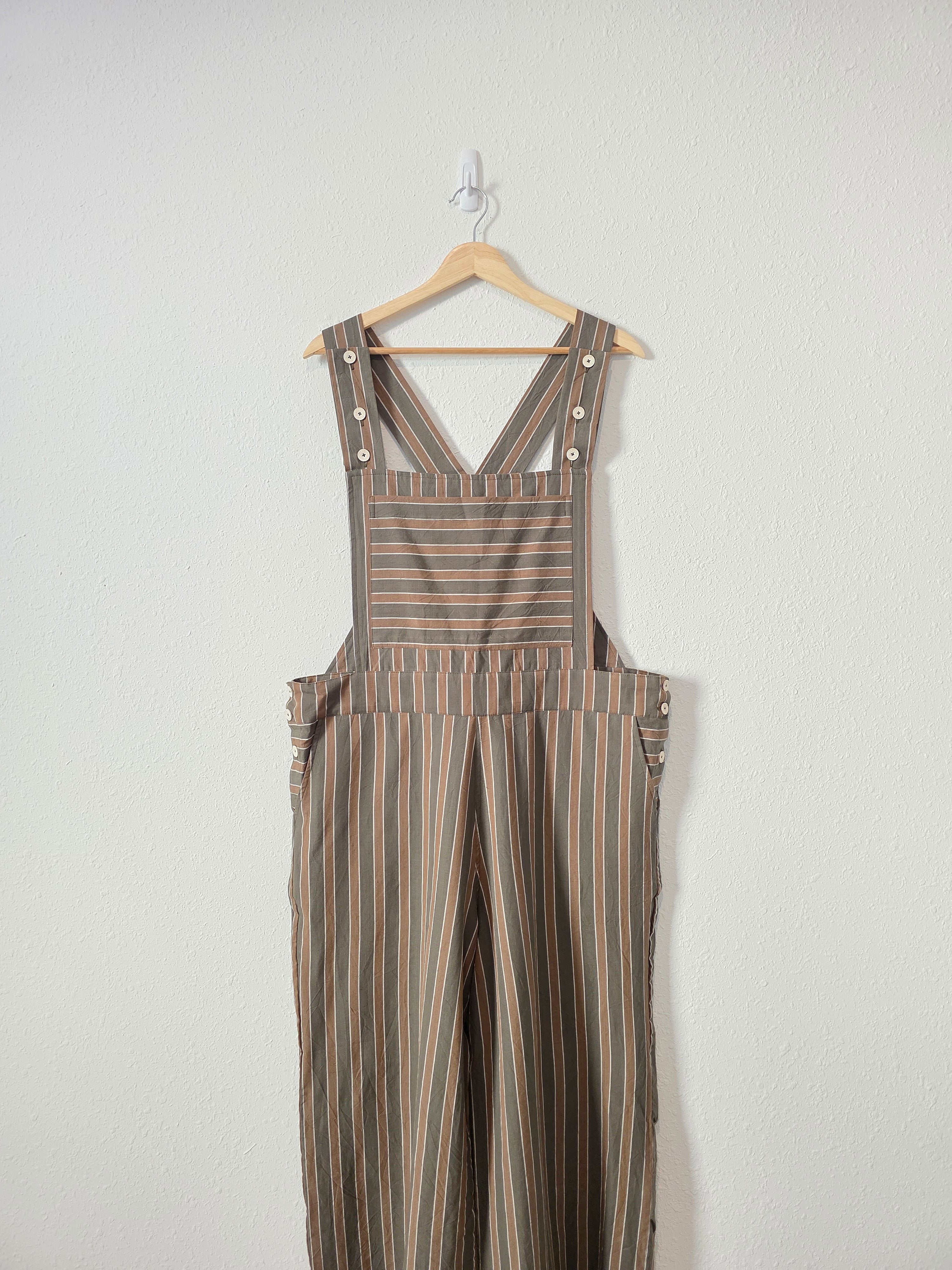 Liz Alig Striped Wide Leg Overalls (XL)