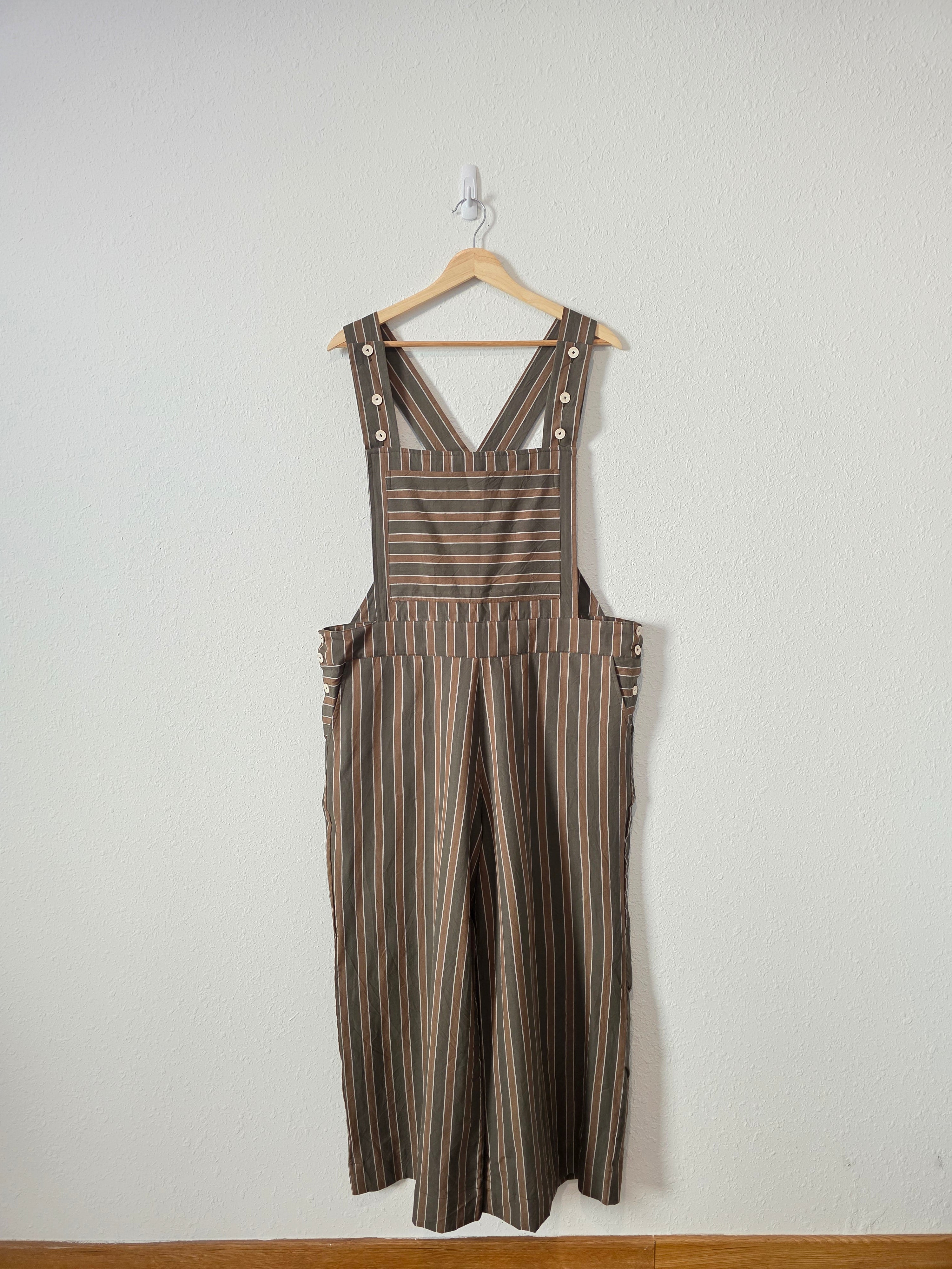 Liz Alig Striped Wide Leg Overalls (XL)