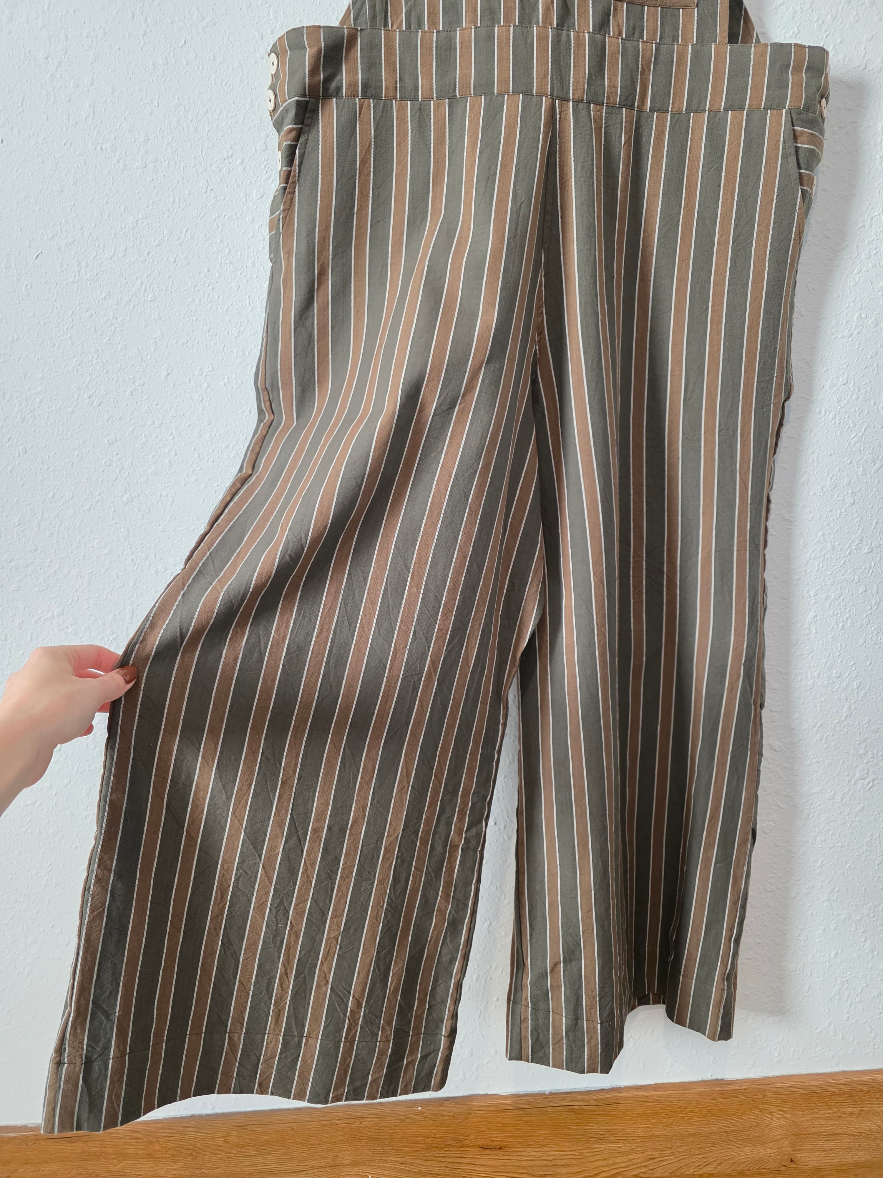 Liz Alig Striped Wide Leg Overalls (XL)