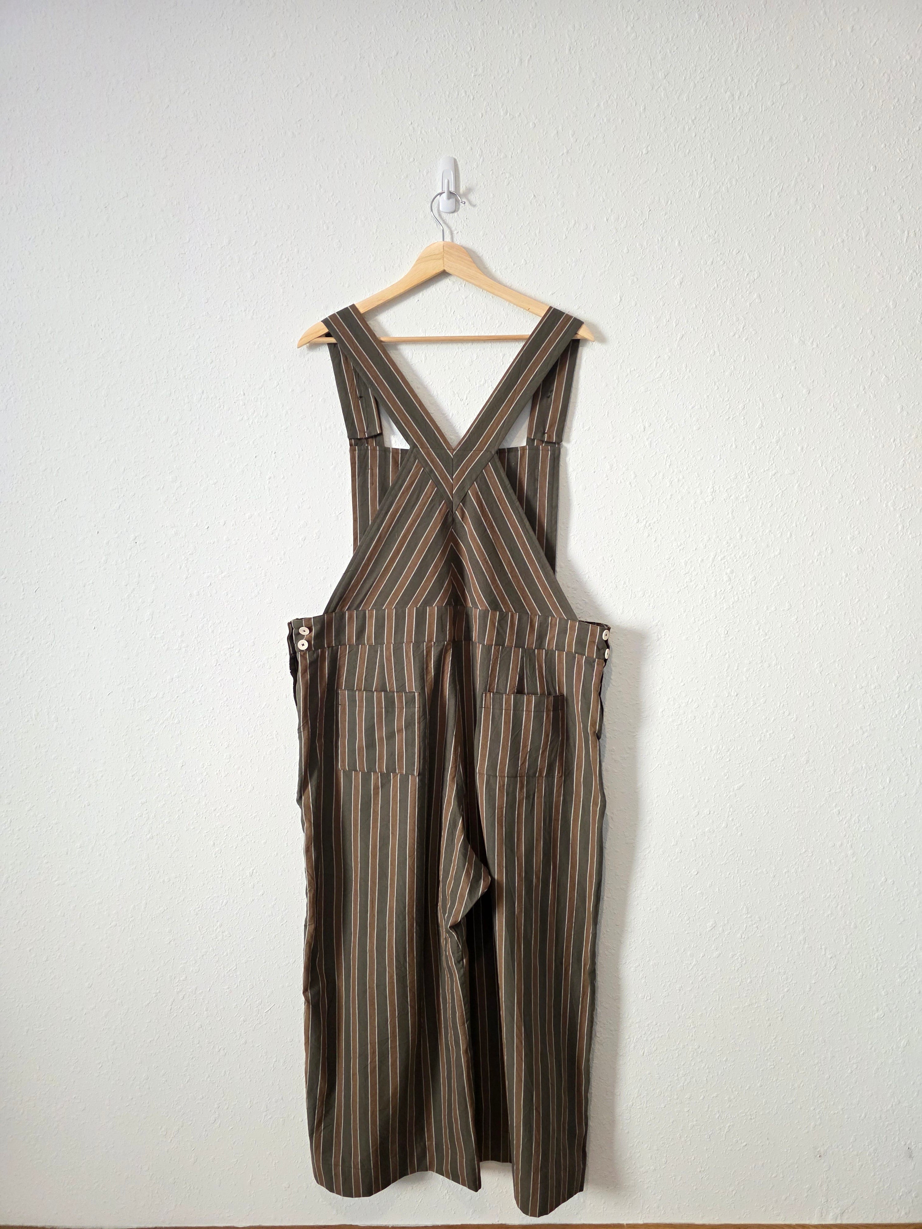 Liz Alig Striped Wide Leg Overalls (XL)