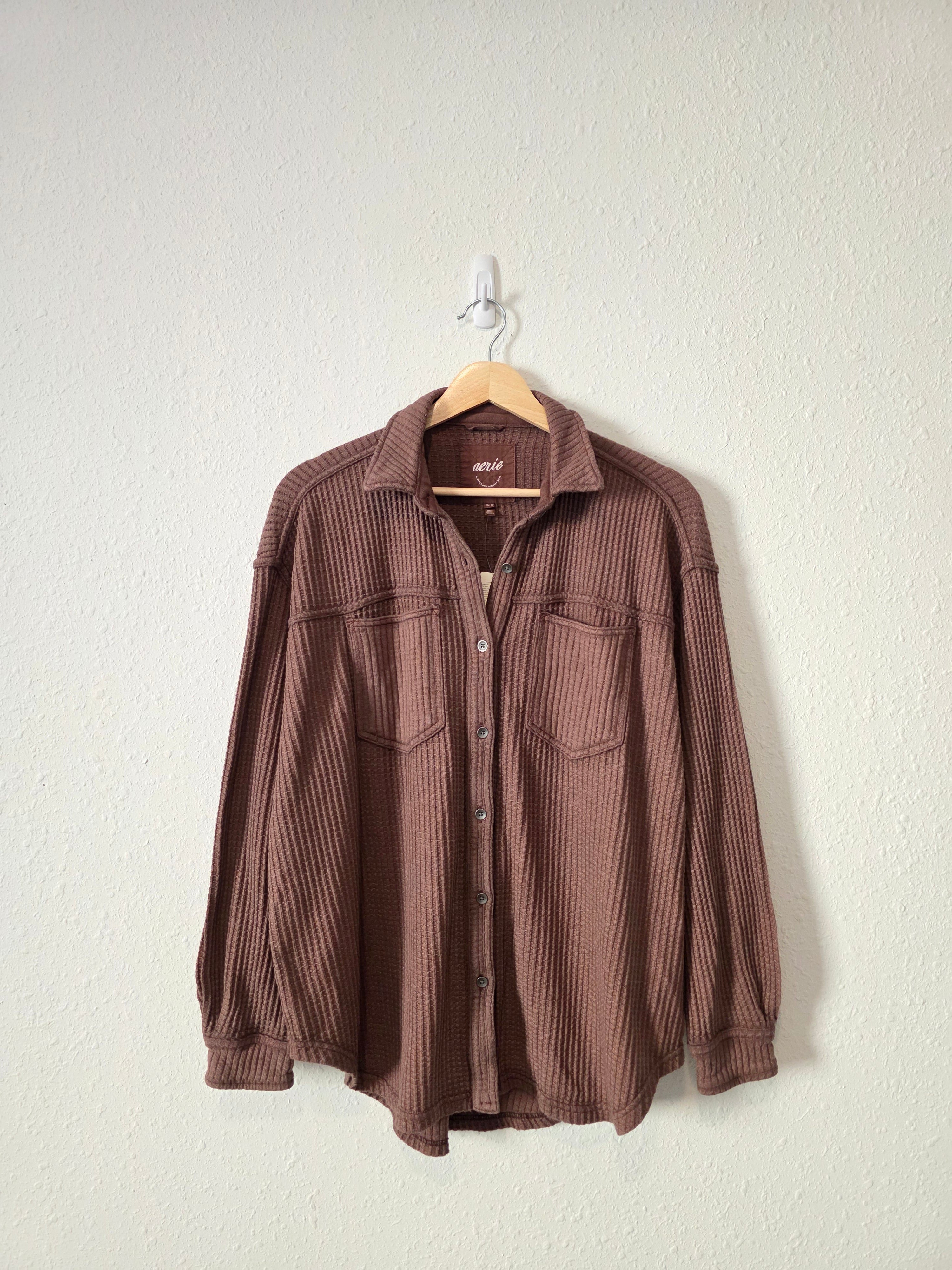 NEW Aerie Brown Waffle Shirt Jacket (XS)