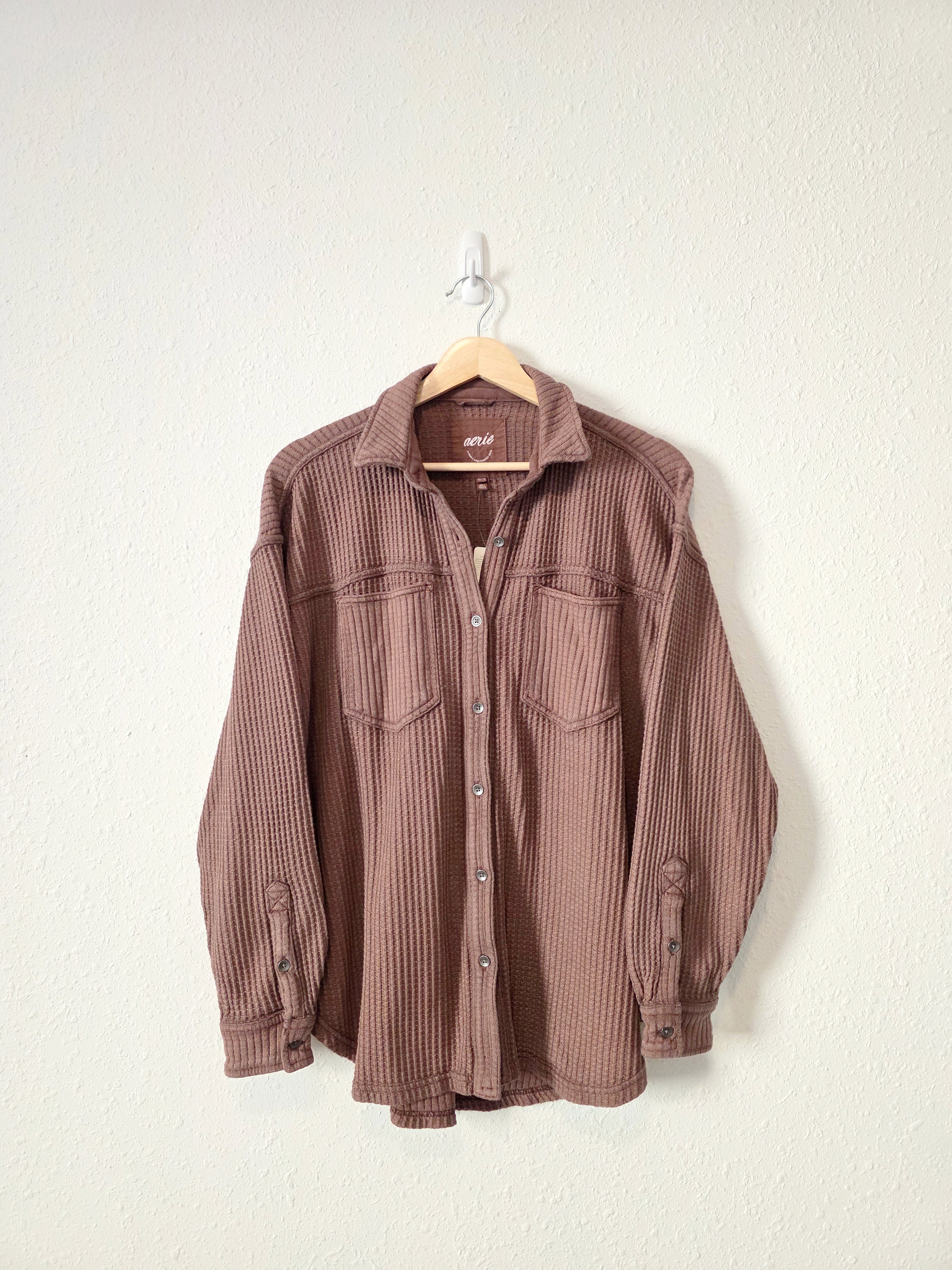 NEW Aerie Brown Waffle Shirt Jacket (XS)