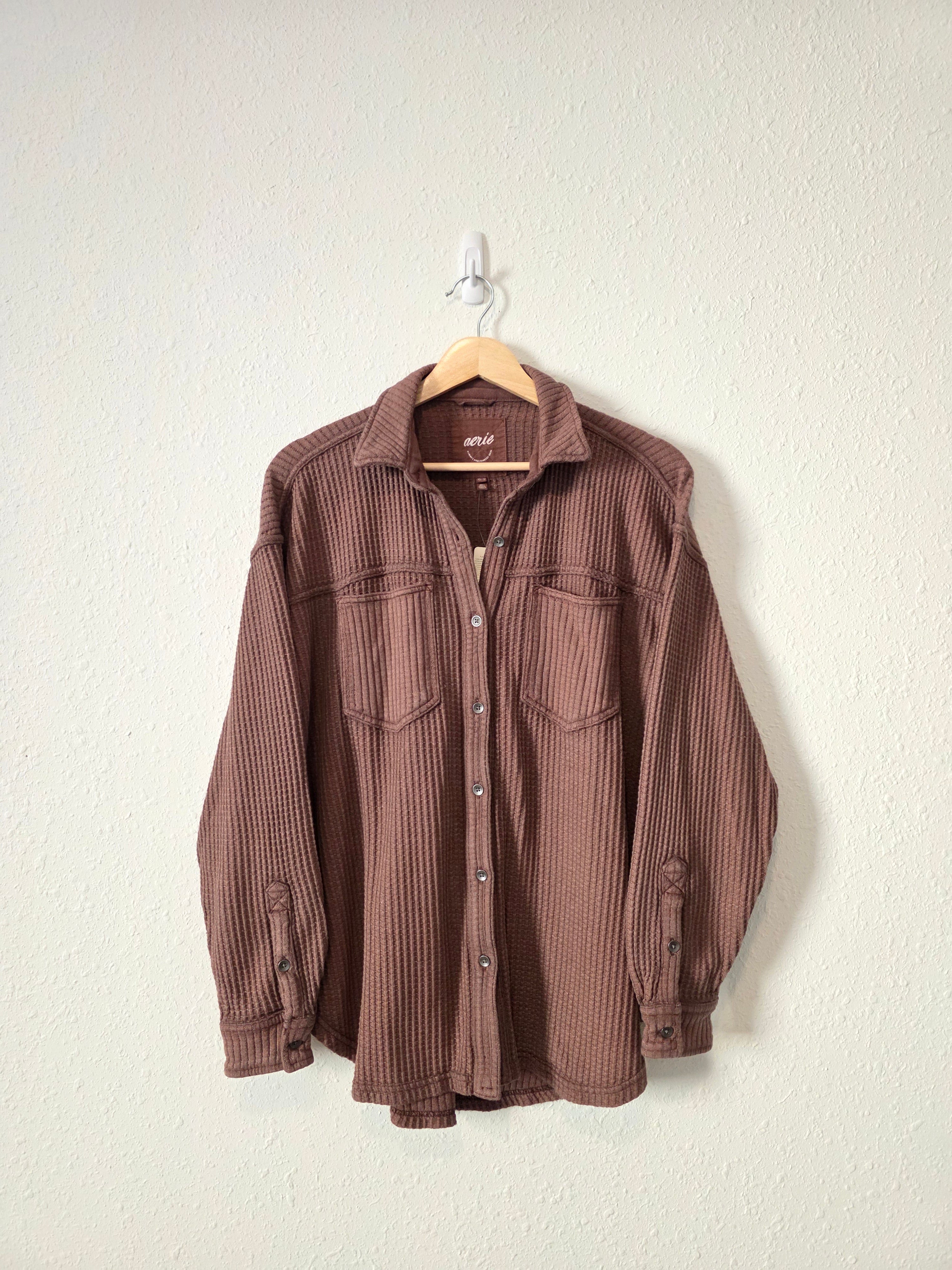 NEW Aerie Brown Waffle Shirt Jacket (XS)