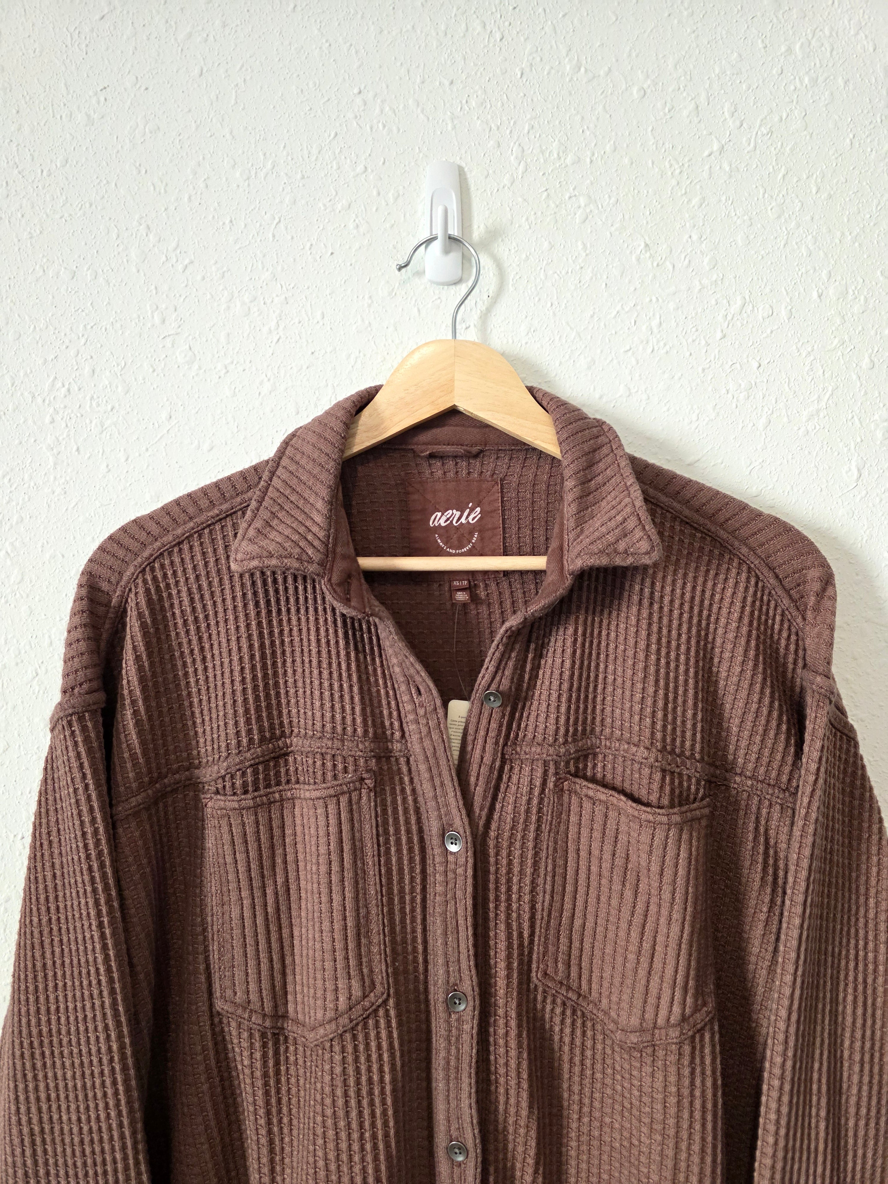 NEW Aerie Brown Waffle Shirt Jacket (XS)