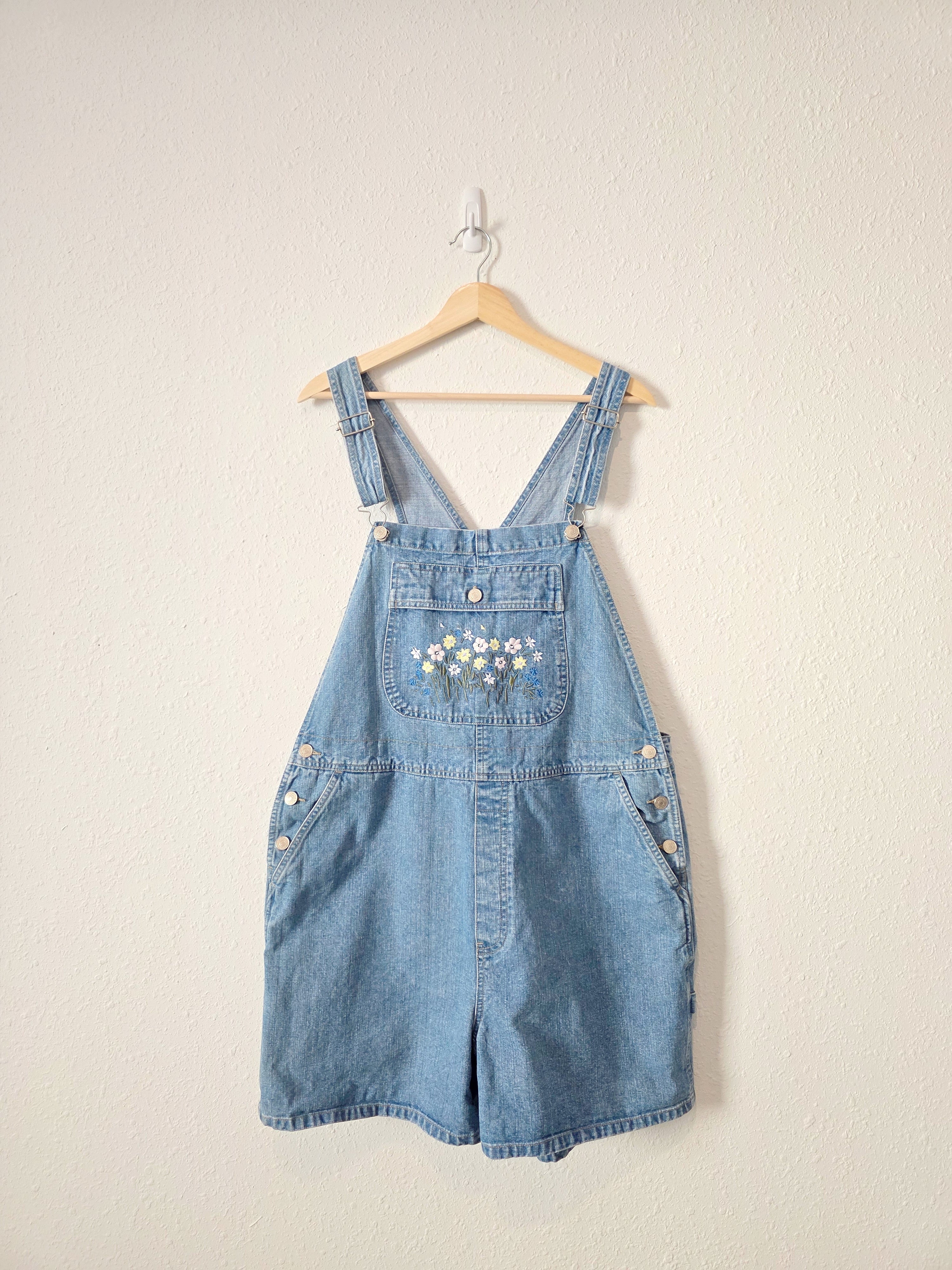 Vintage Floral Embroidered Shortalls (XL)