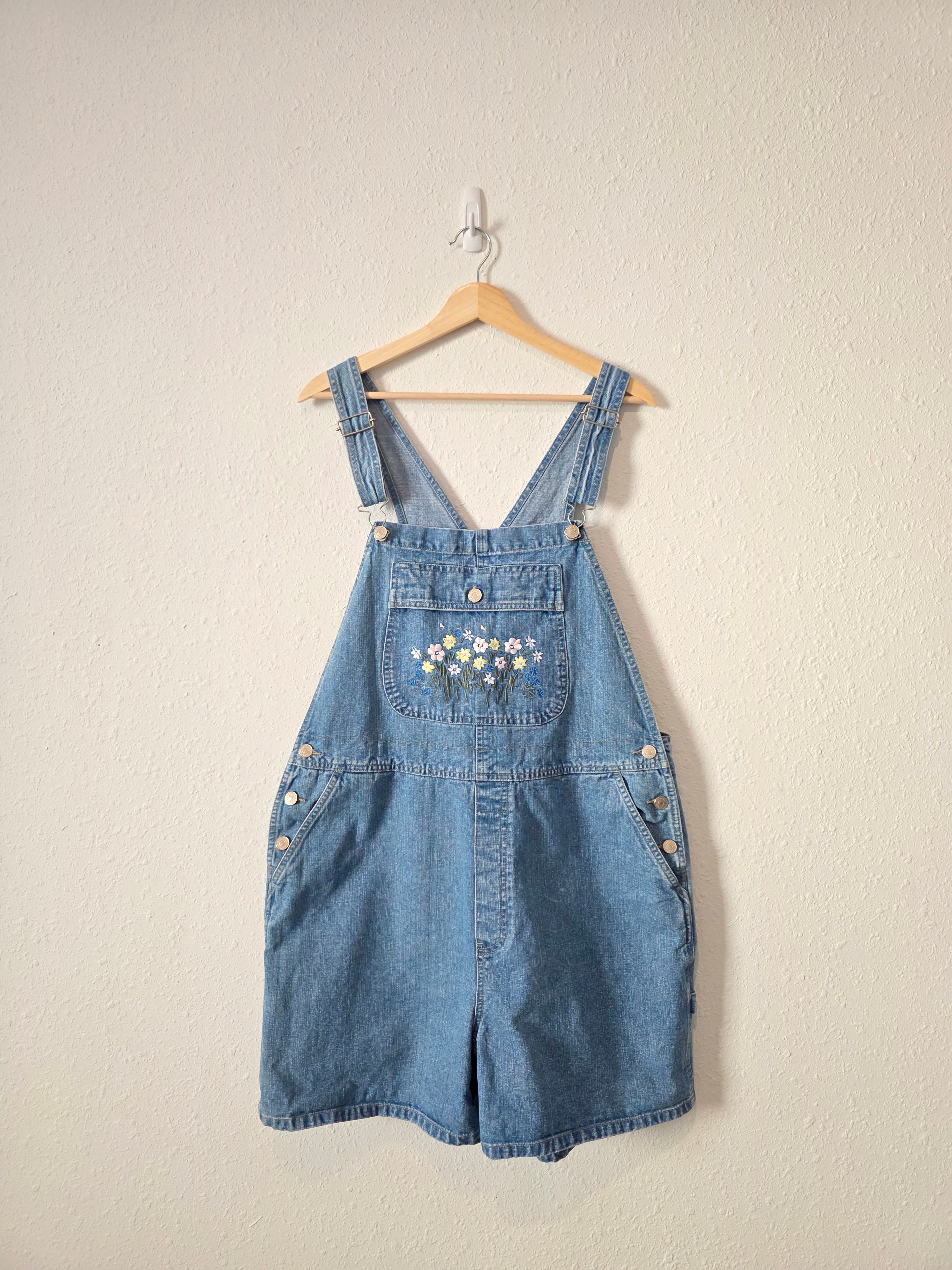 Vintage Floral Embroidered Shortalls (XL)