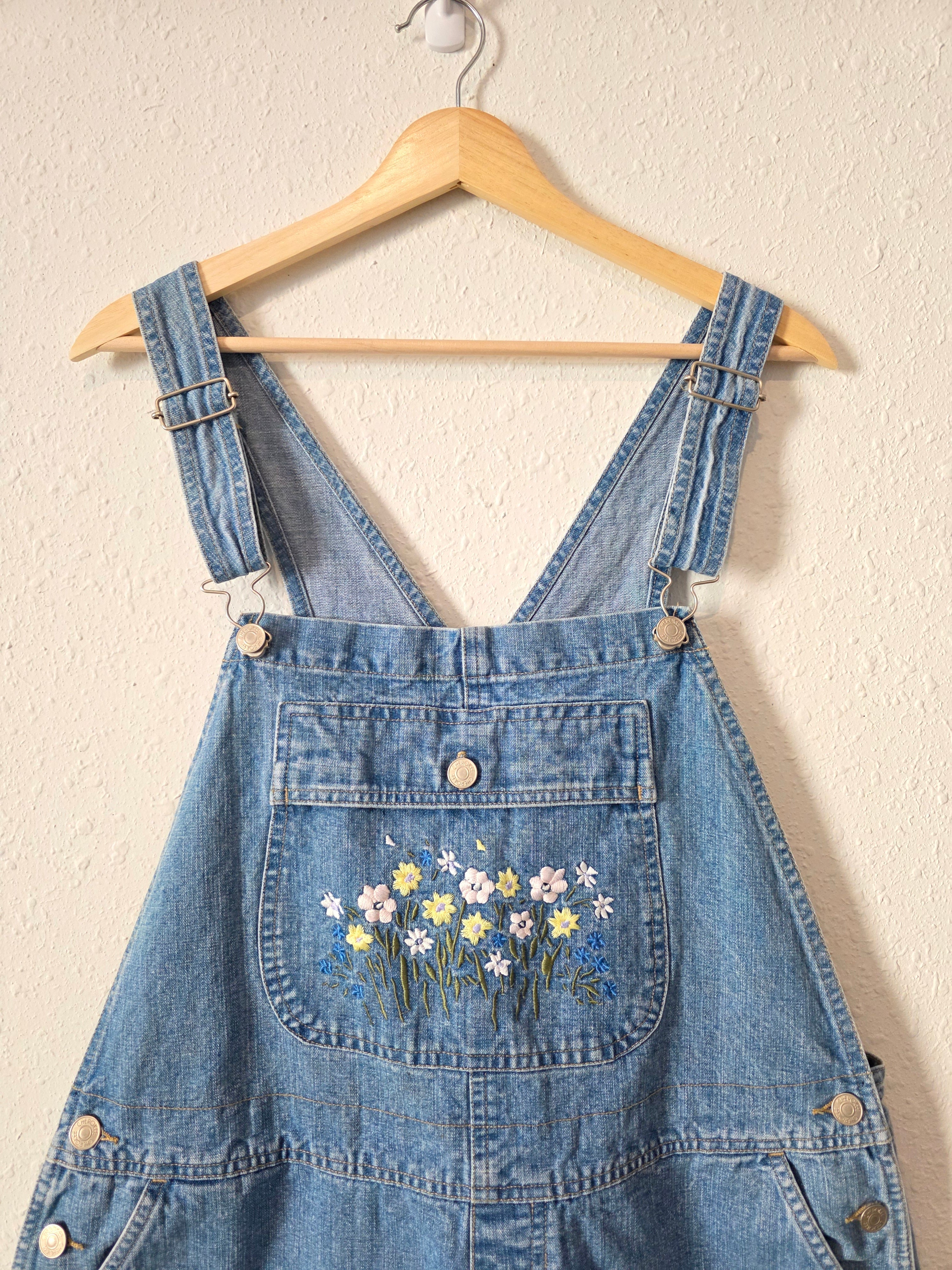 Vintage Floral Embroidered Shortalls (XL)