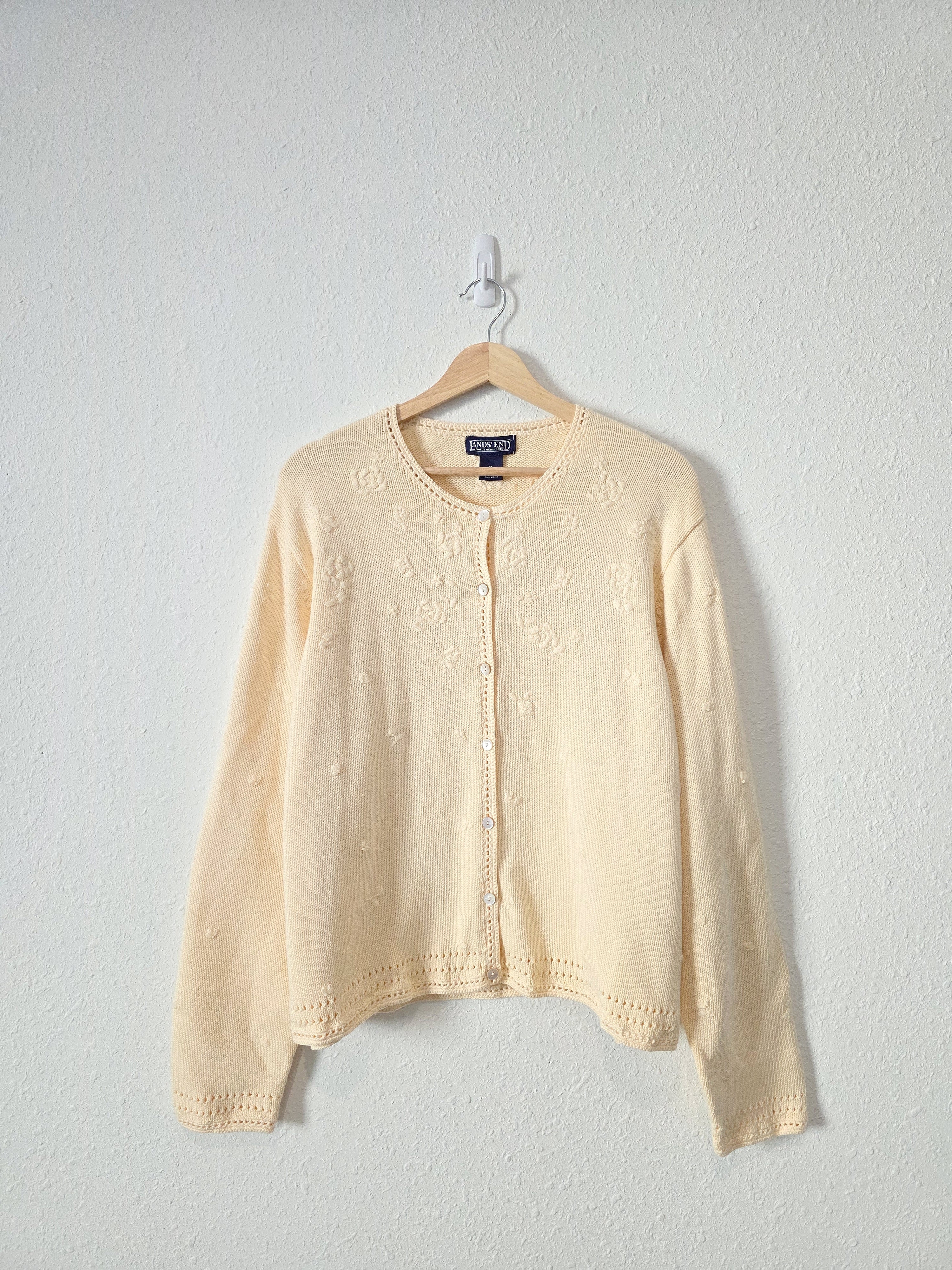 Vintage Soft Yellow Floral Cardigan (XL)