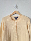 Vintage Soft Yellow Floral Cardigan (XL)