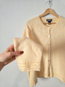 Vintage Soft Yellow Floral Cardigan (XL)