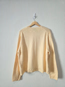 Vintage Soft Yellow Floral Cardigan (XL)