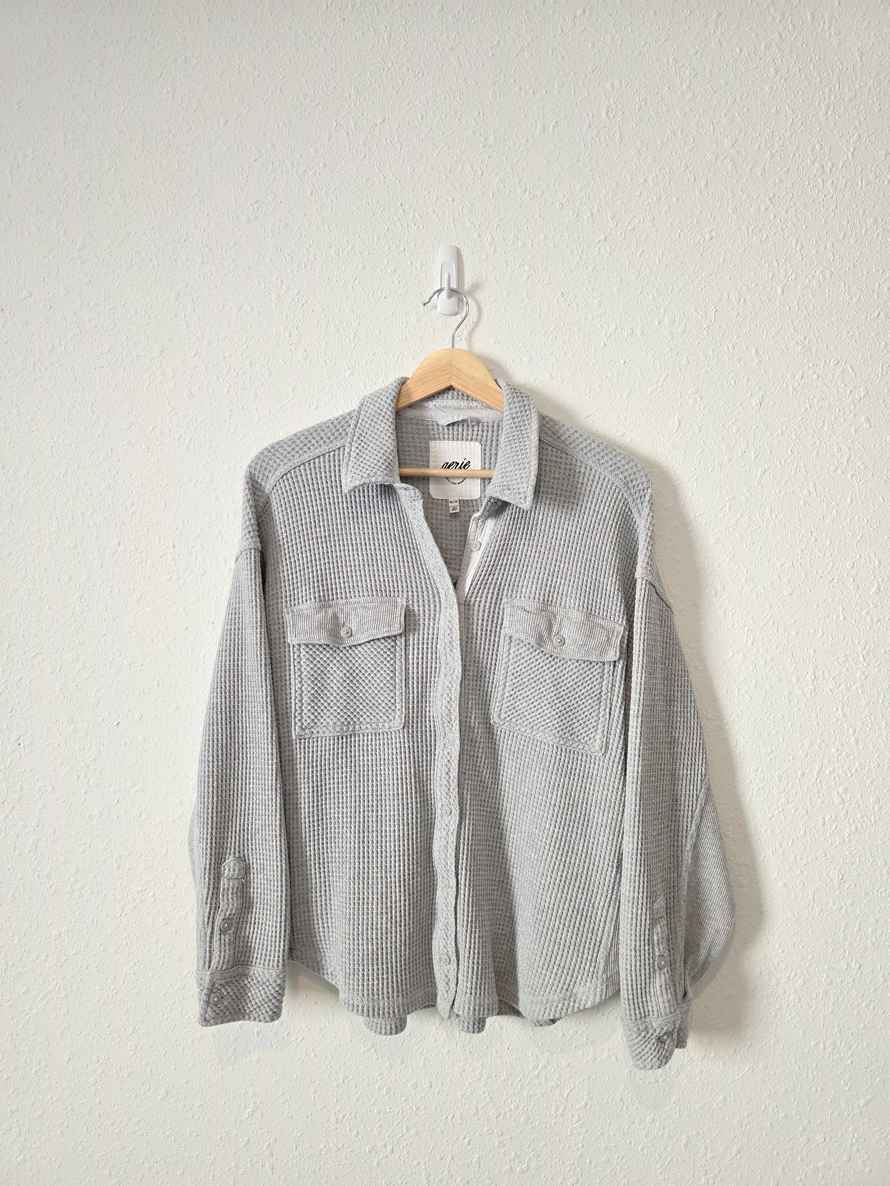 Aerie Gray Waffle Shirt Jacket (XS)