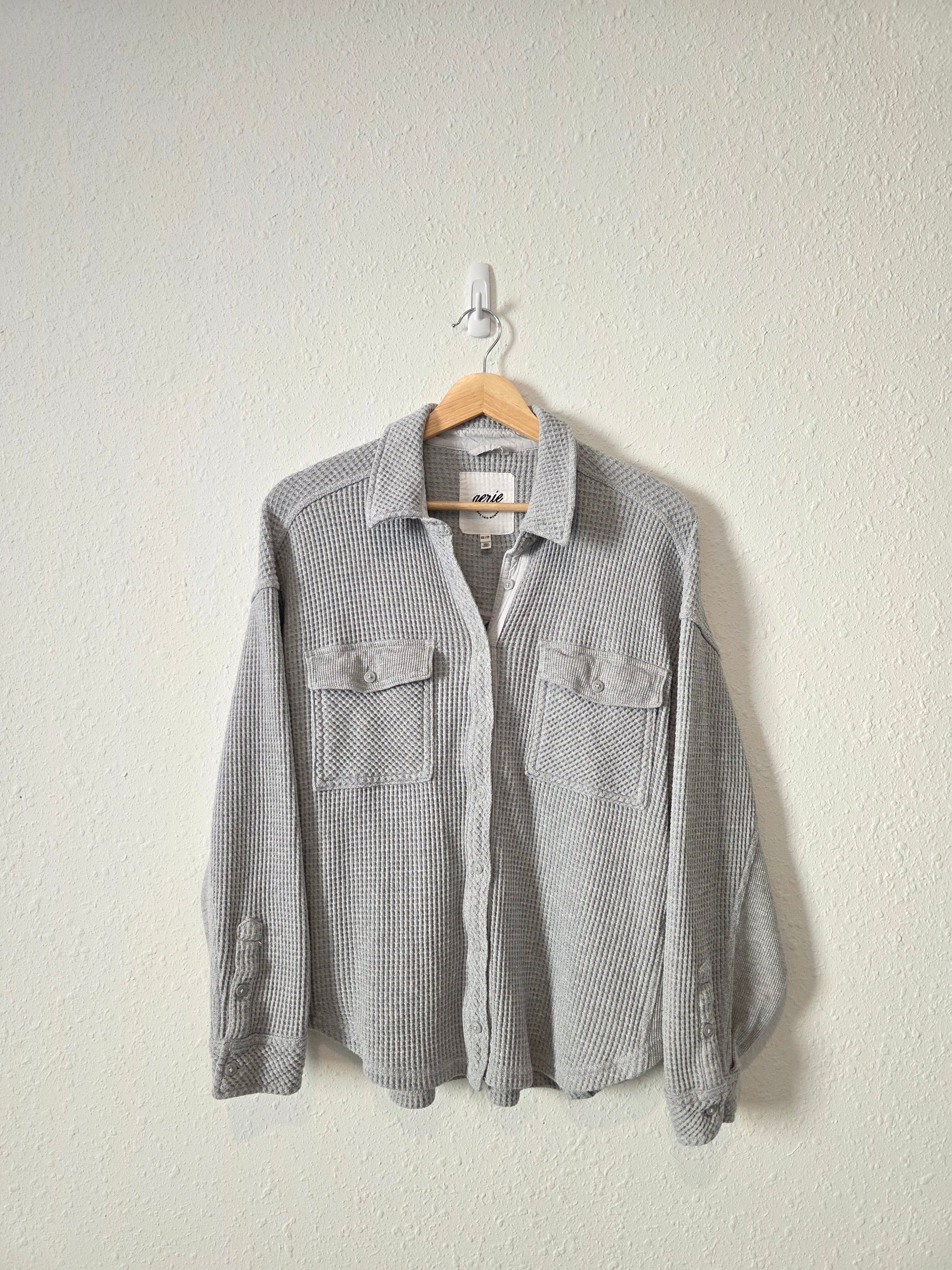 Aerie Gray Waffle Shirt Jacket (XS)