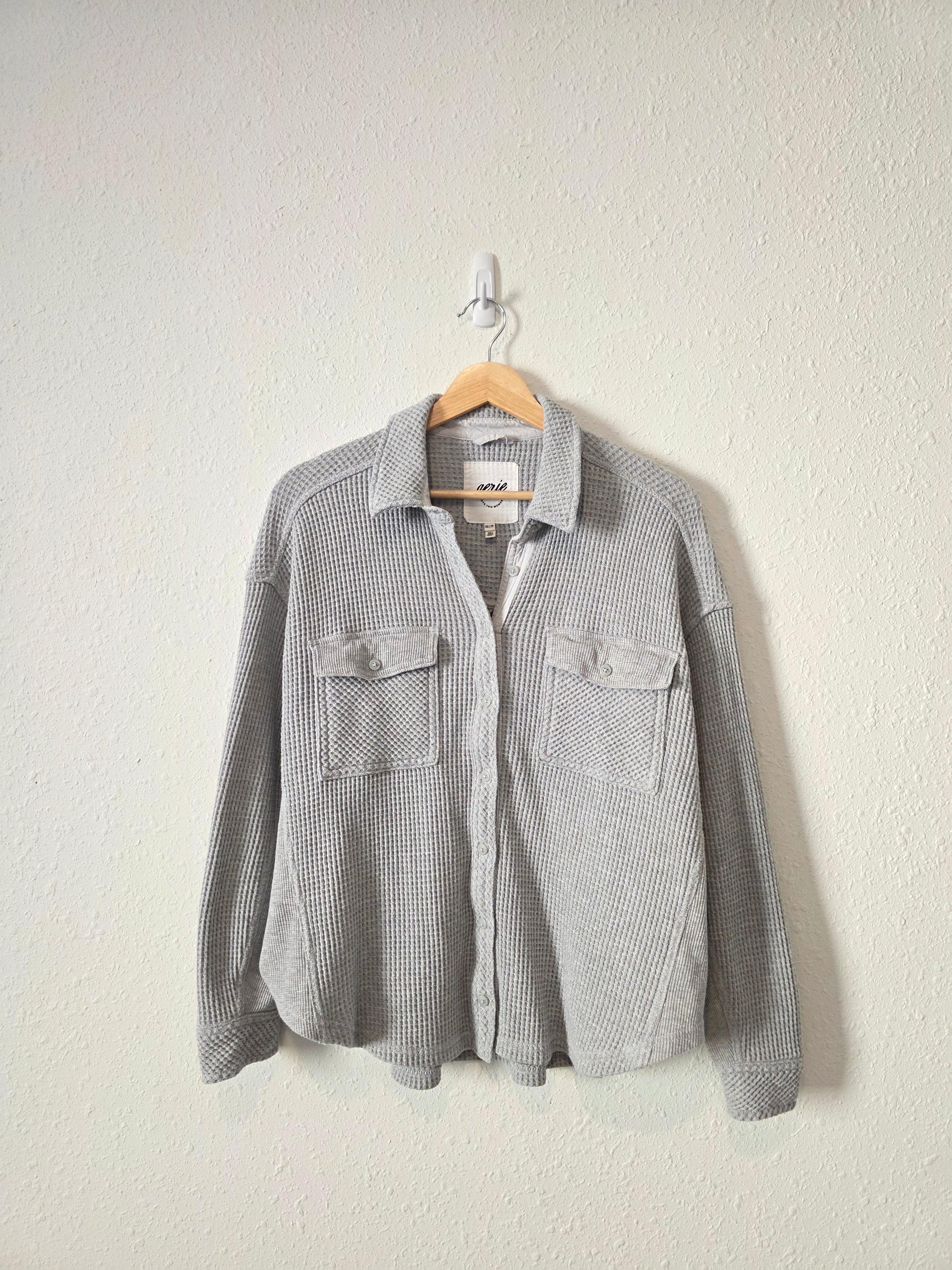 Aerie Gray Waffle Shirt Jacket (XS)