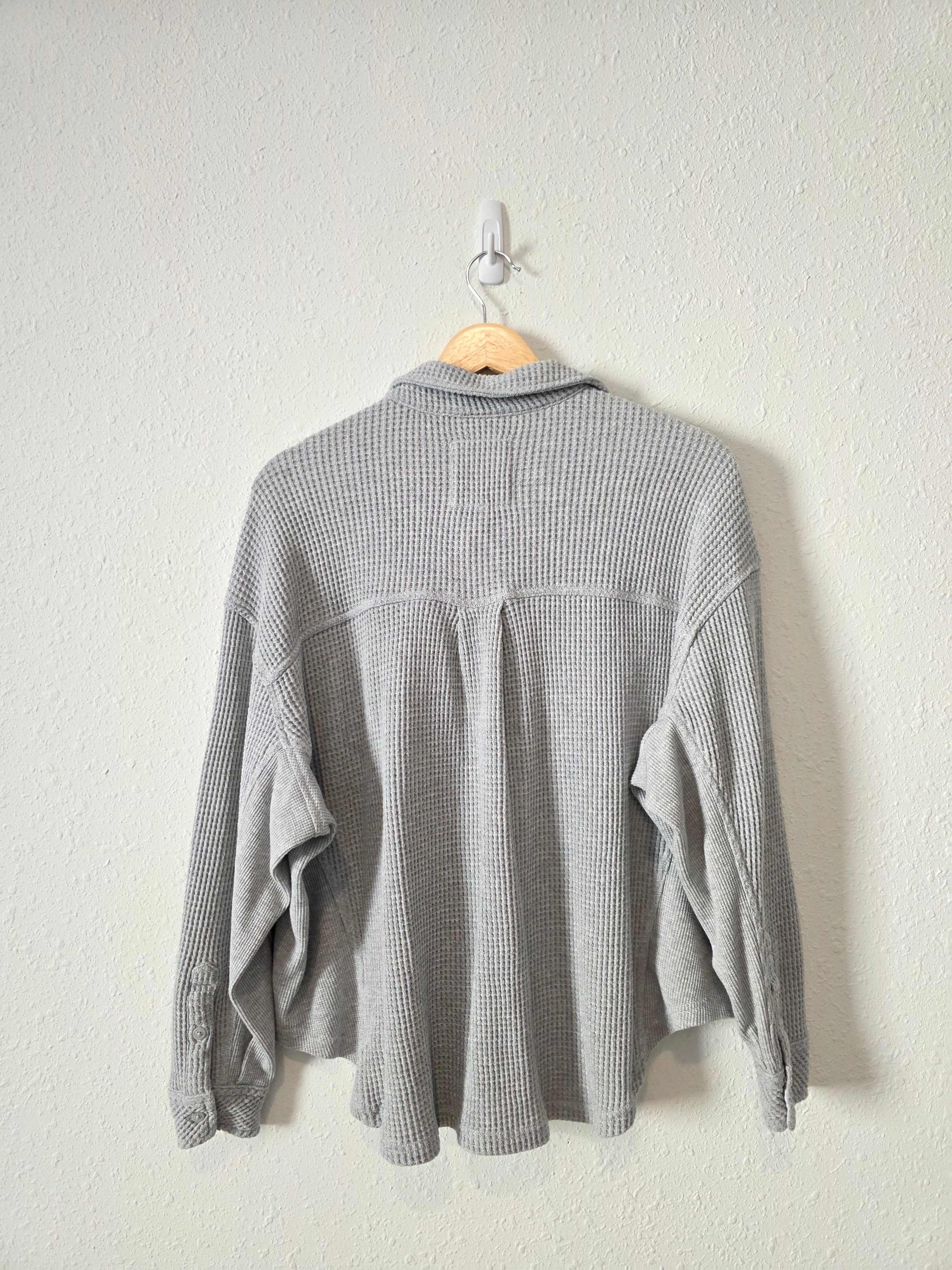 Aerie Gray Waffle Shirt Jacket (XS)