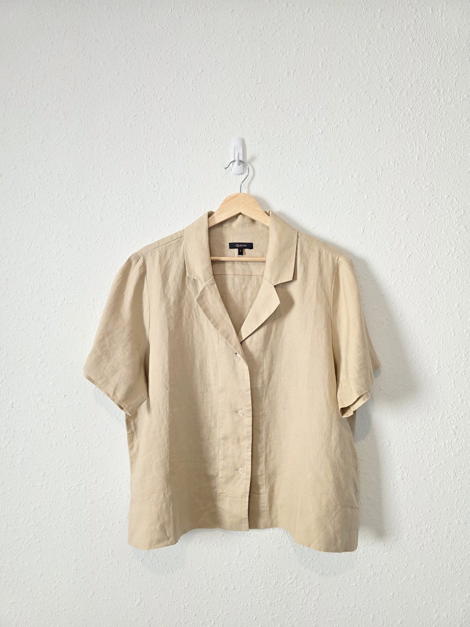Quince Boxy Linen Button Up (L)