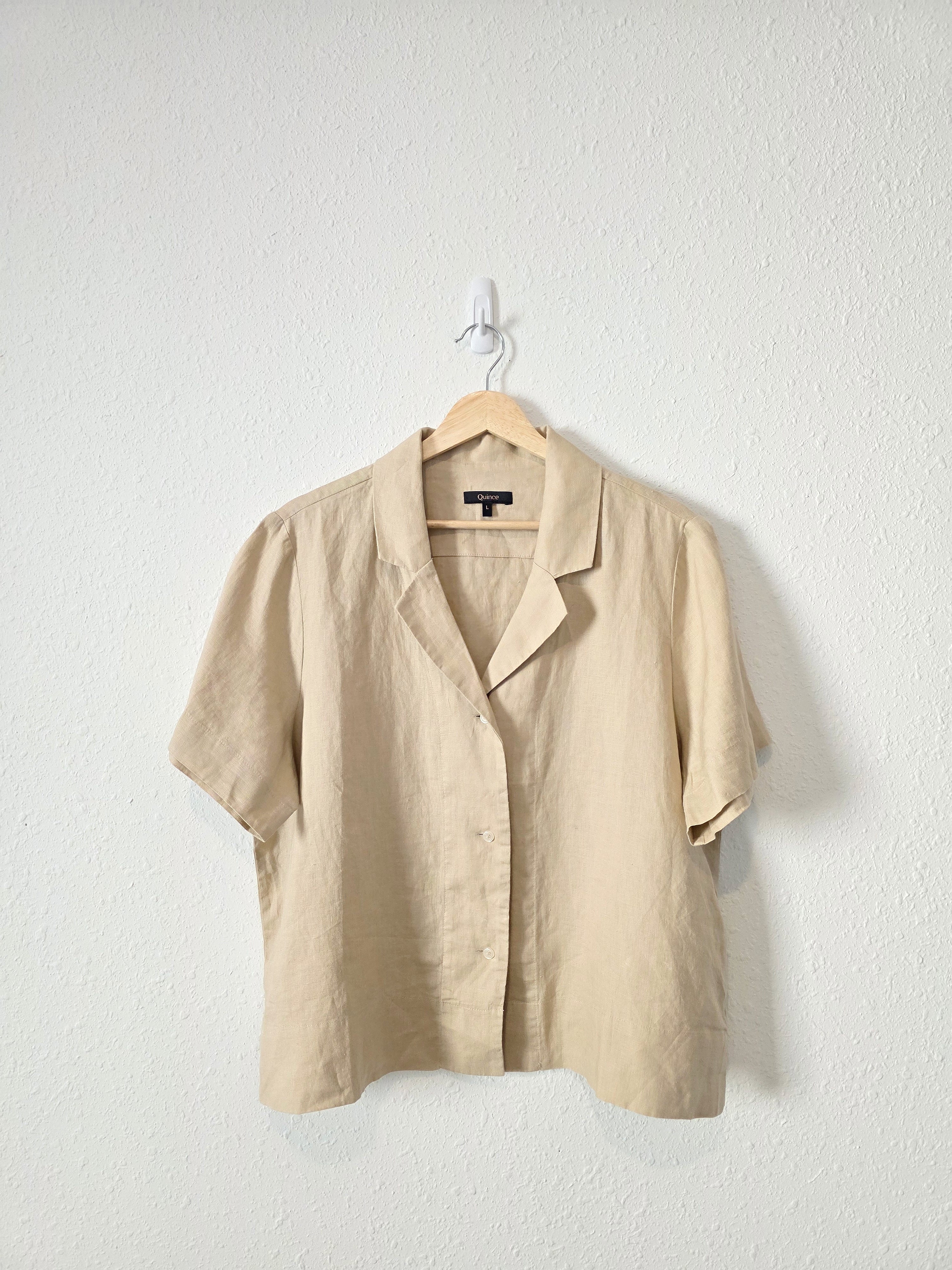 Quince Boxy Linen Button Up (L)