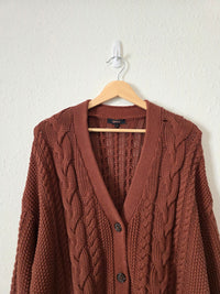 Quince Organic Cotton Cable Knit Cardigan (S)