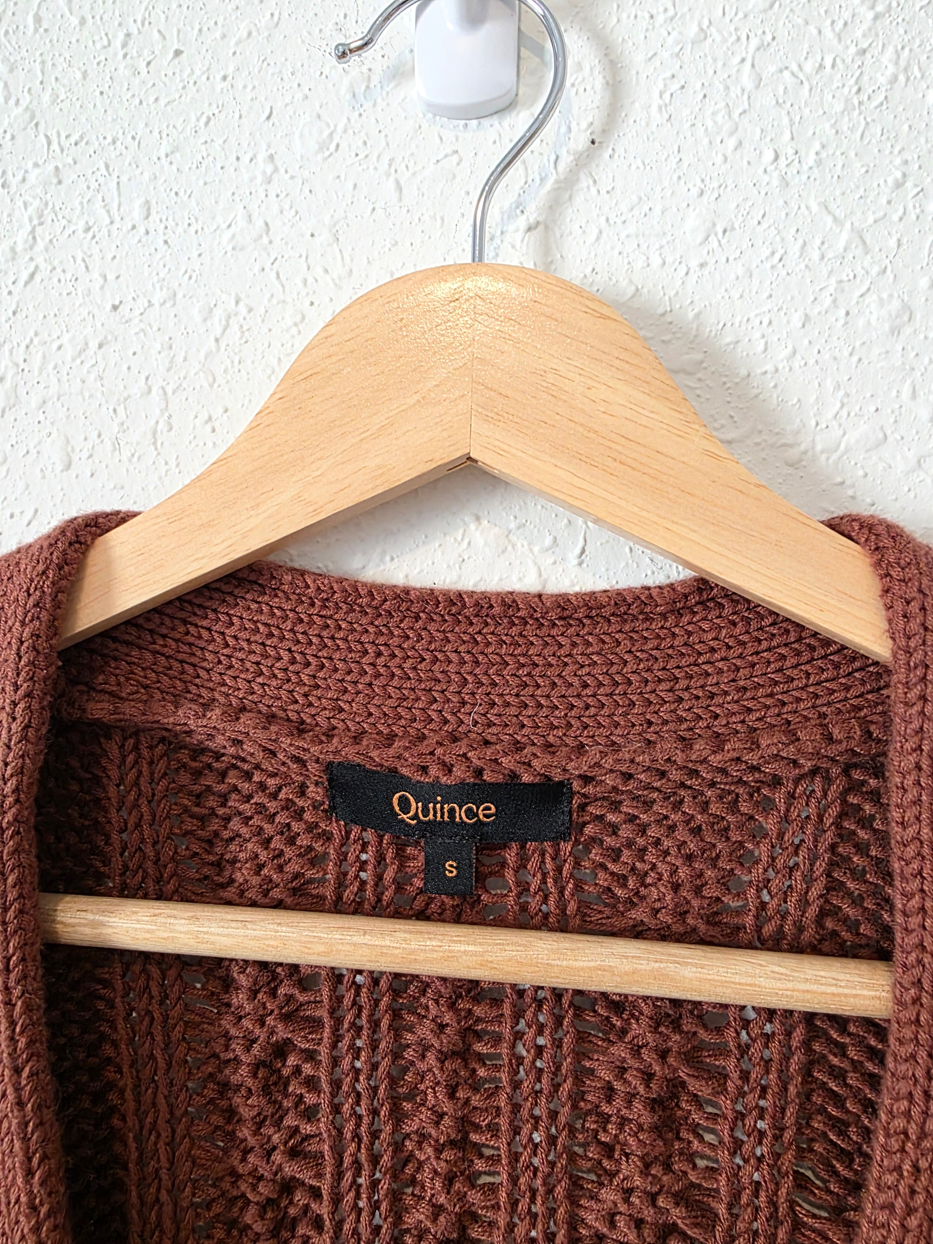 Quince Organic Cotton Cable Knit Cardigan (S)