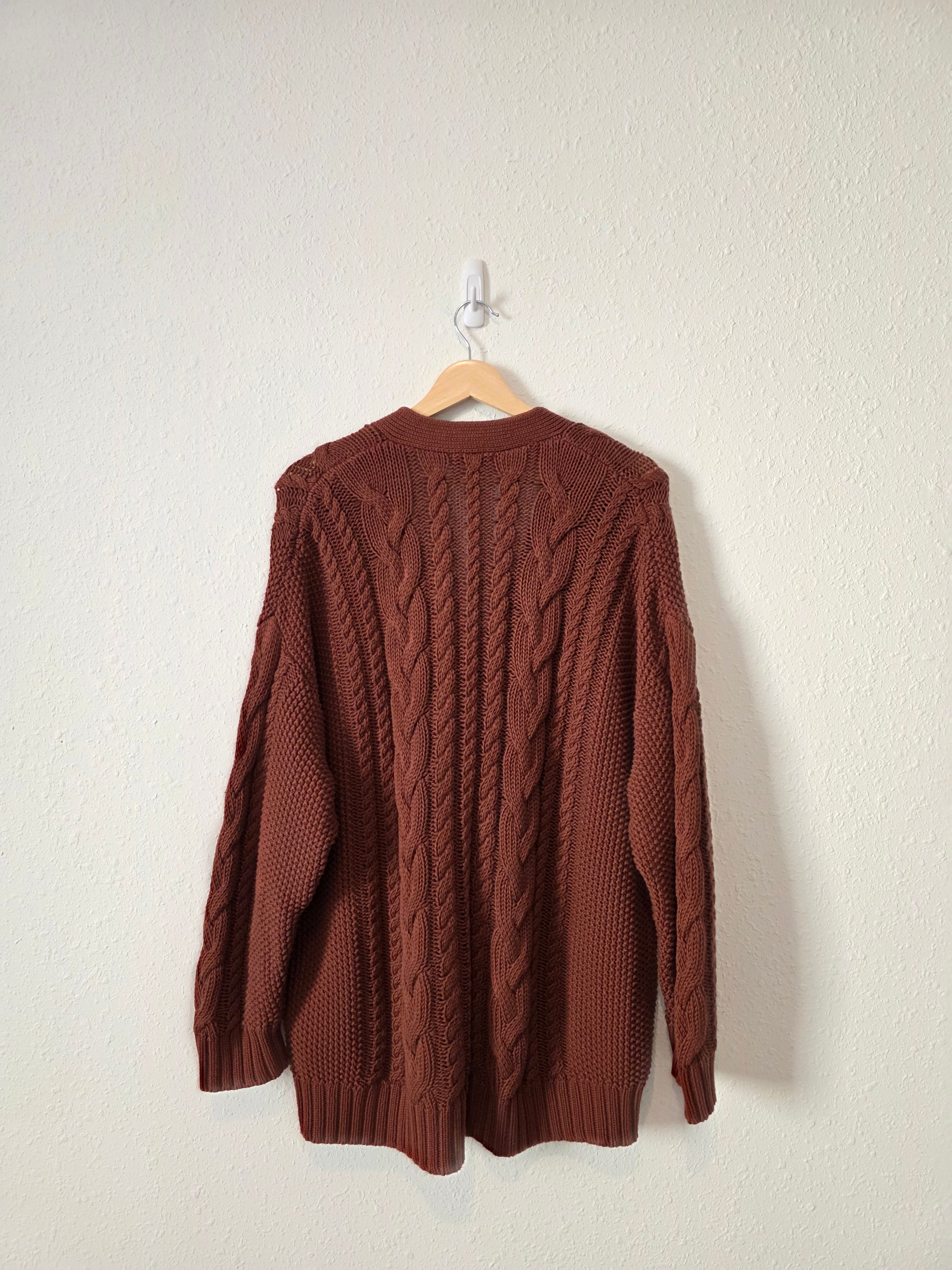 Quince Organic Cotton Cable Knit Cardigan (S)