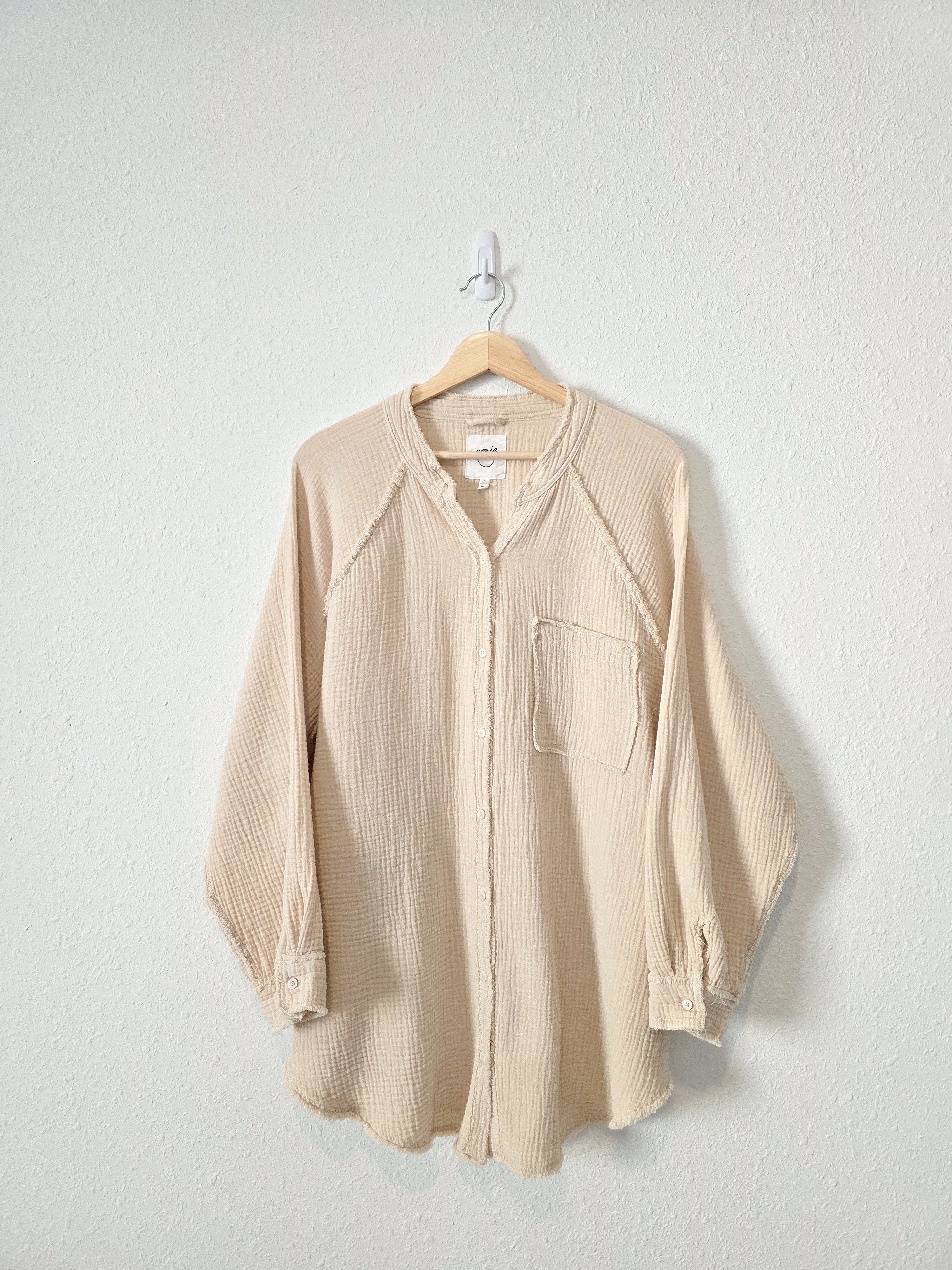 Aerie Oversized Cotton Gauze Button Up (L)
