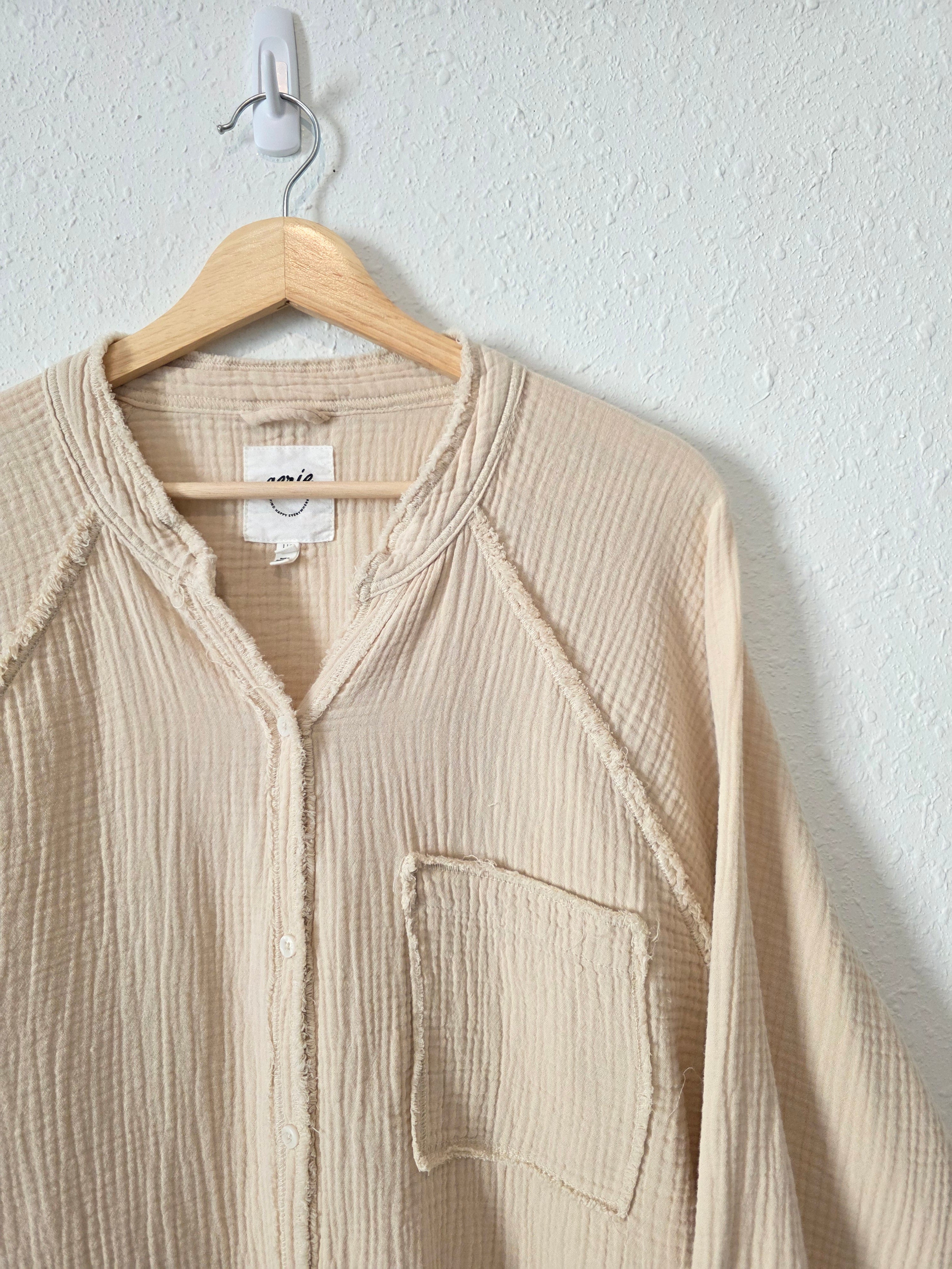 Aerie Oversized Cotton Gauze Button Up (L)