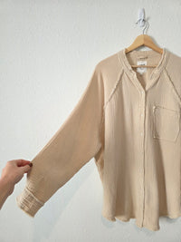 Aerie Oversized Cotton Gauze Button Up (L)
