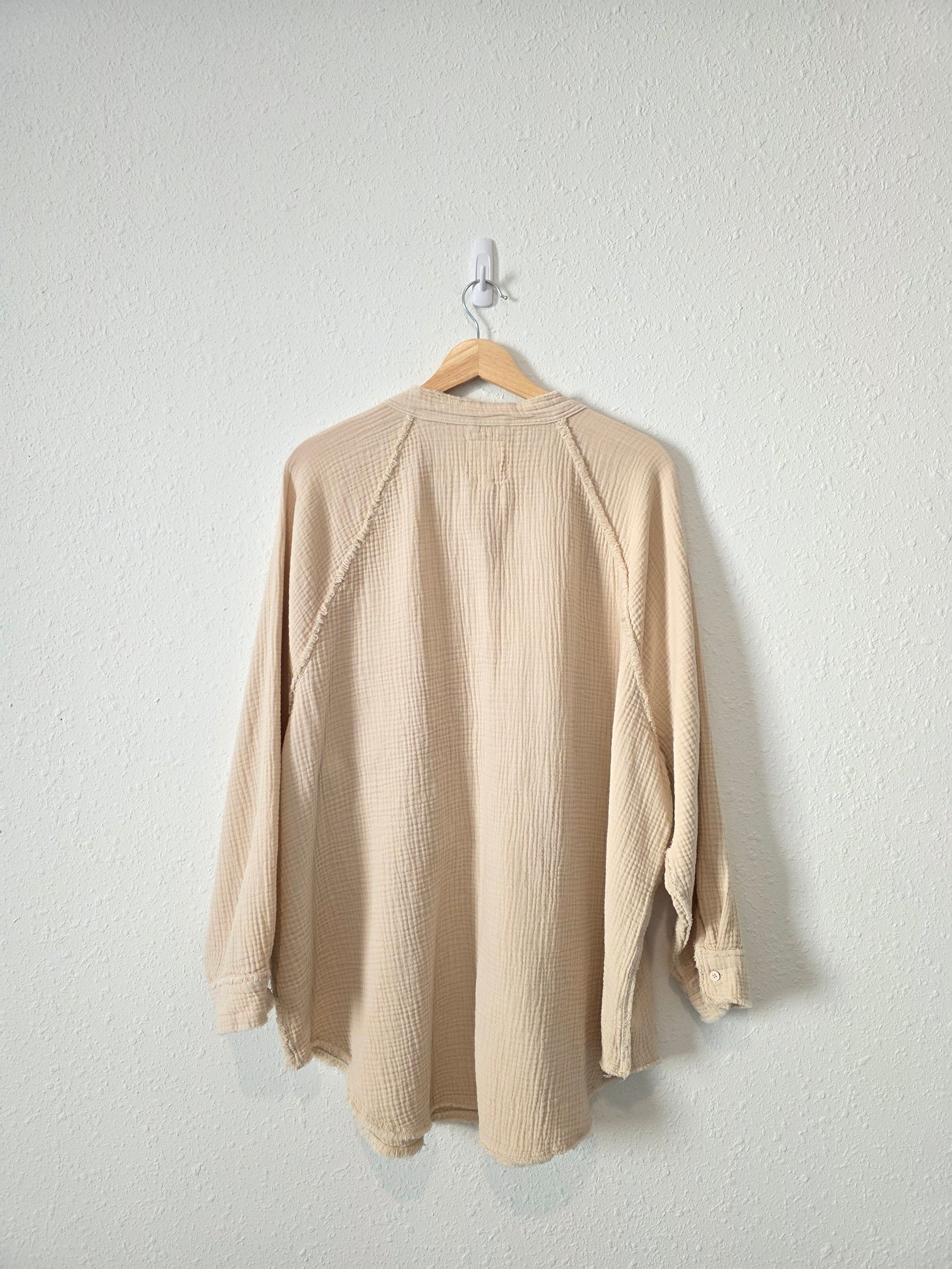 Aerie Oversized Cotton Gauze Button Up (L)