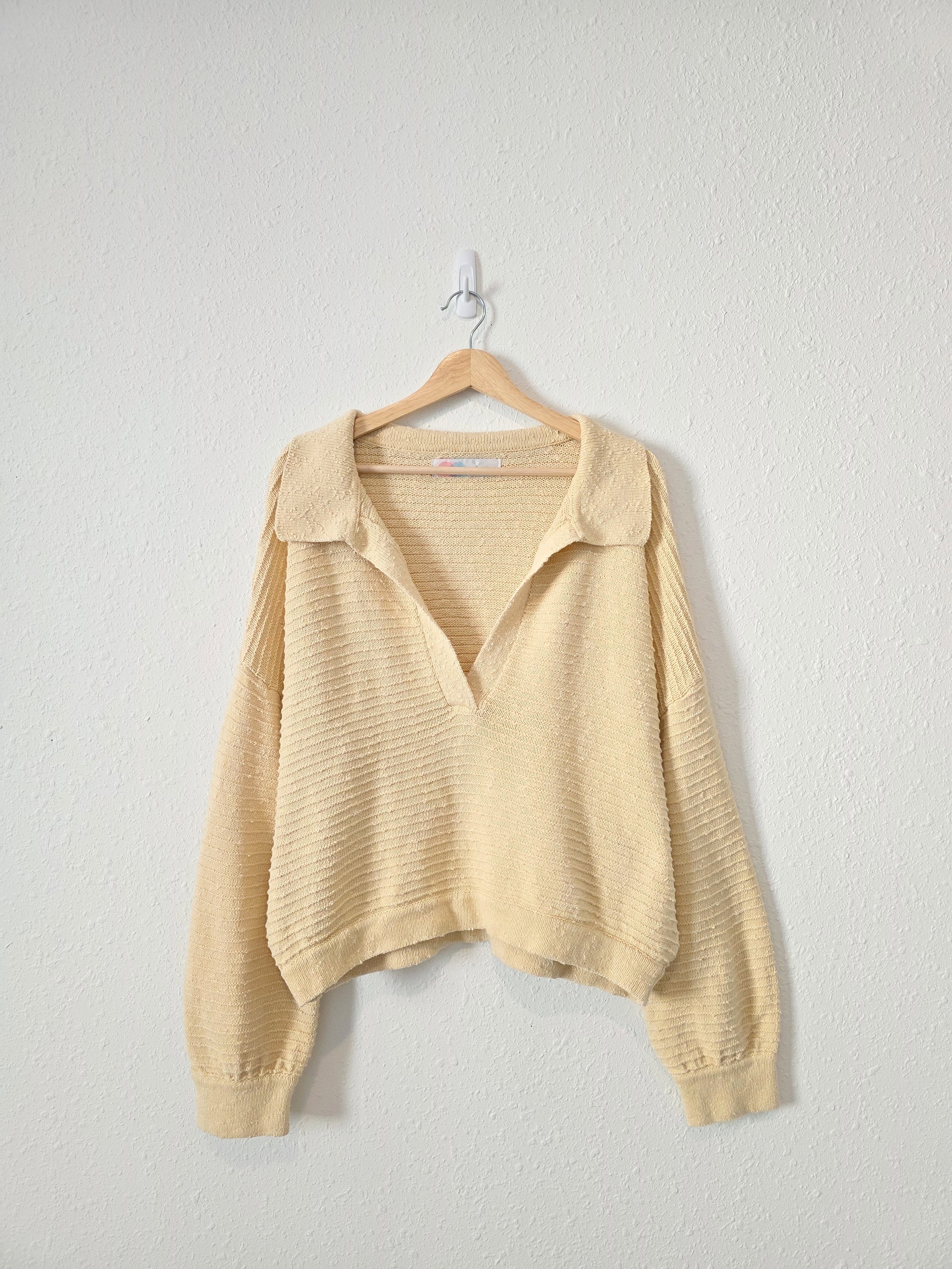 Free People Textured V Neck Sweater (L)