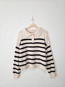 Carly Jean Striped Henley Sweater (M)