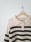 Carly Jean Striped Henley Sweater (M)
