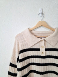 Carly Jean Striped Henley Sweater (M)
