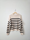 Carly Jean Striped Henley Sweater (M)