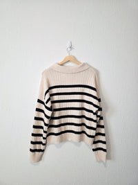 Carly Jean Striped Henley Sweater (M)