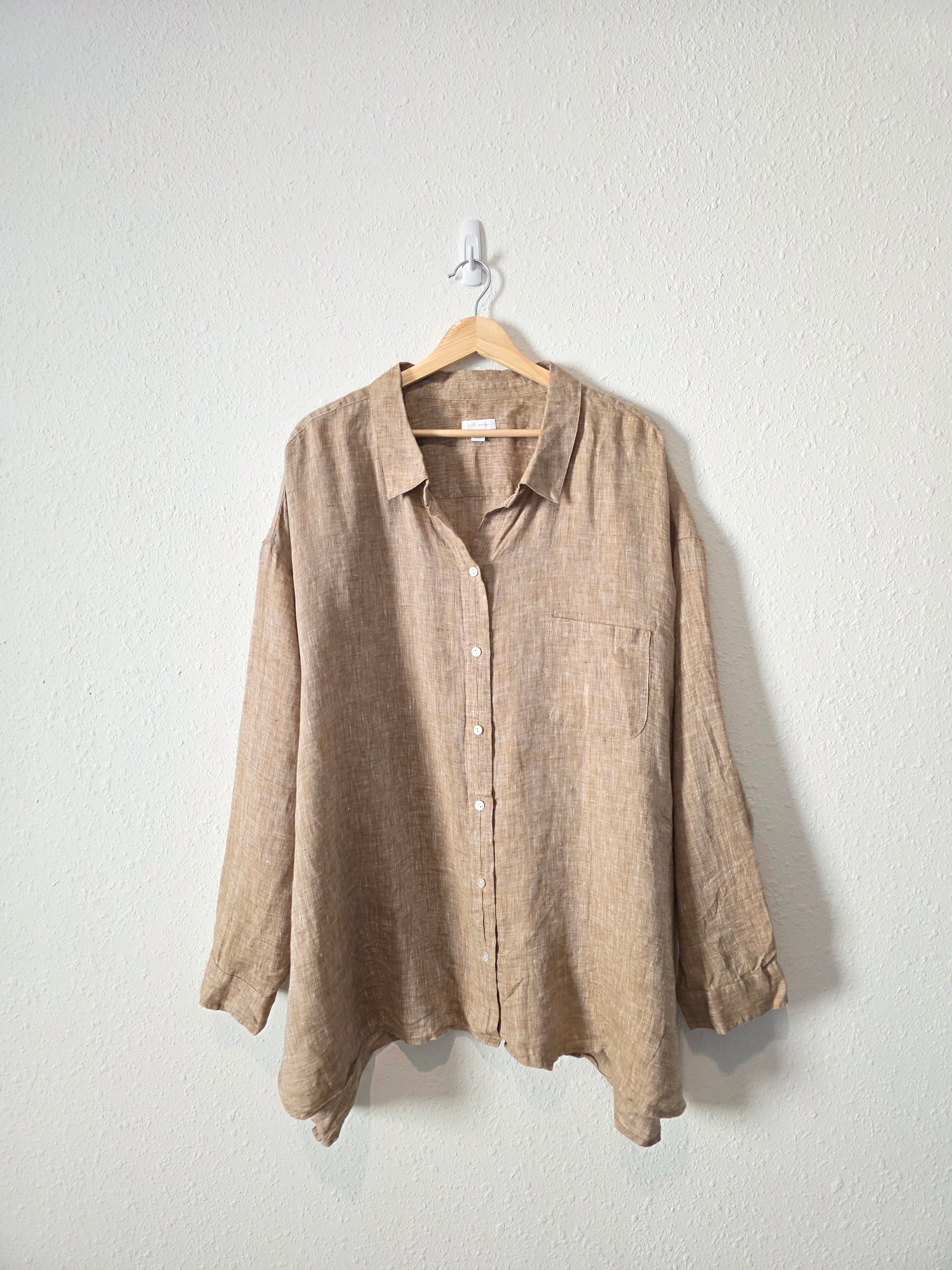 J.Jill Neutral Linen Button Up (4X)