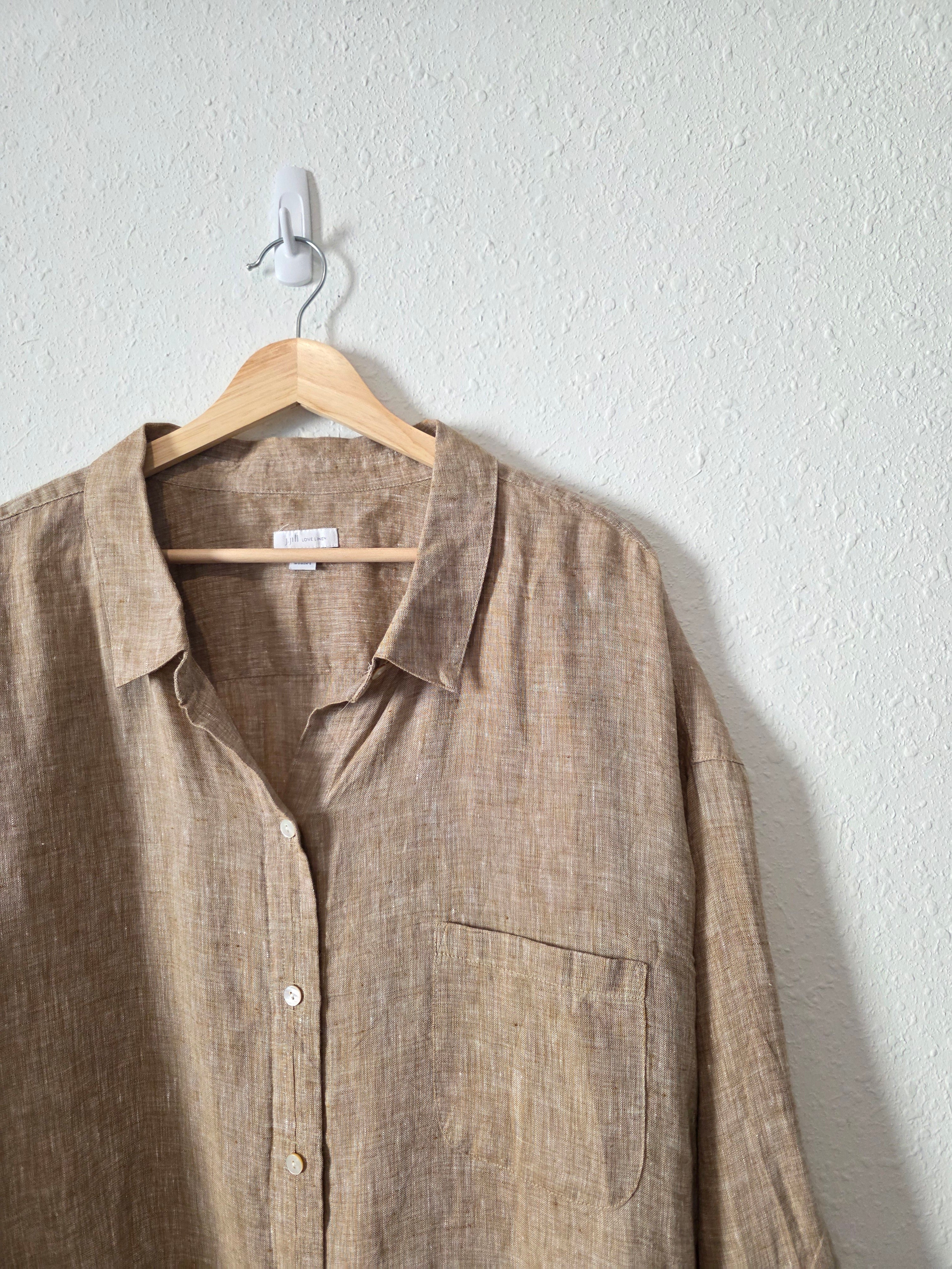 J.Jill Neutral Linen Button Up (4X)