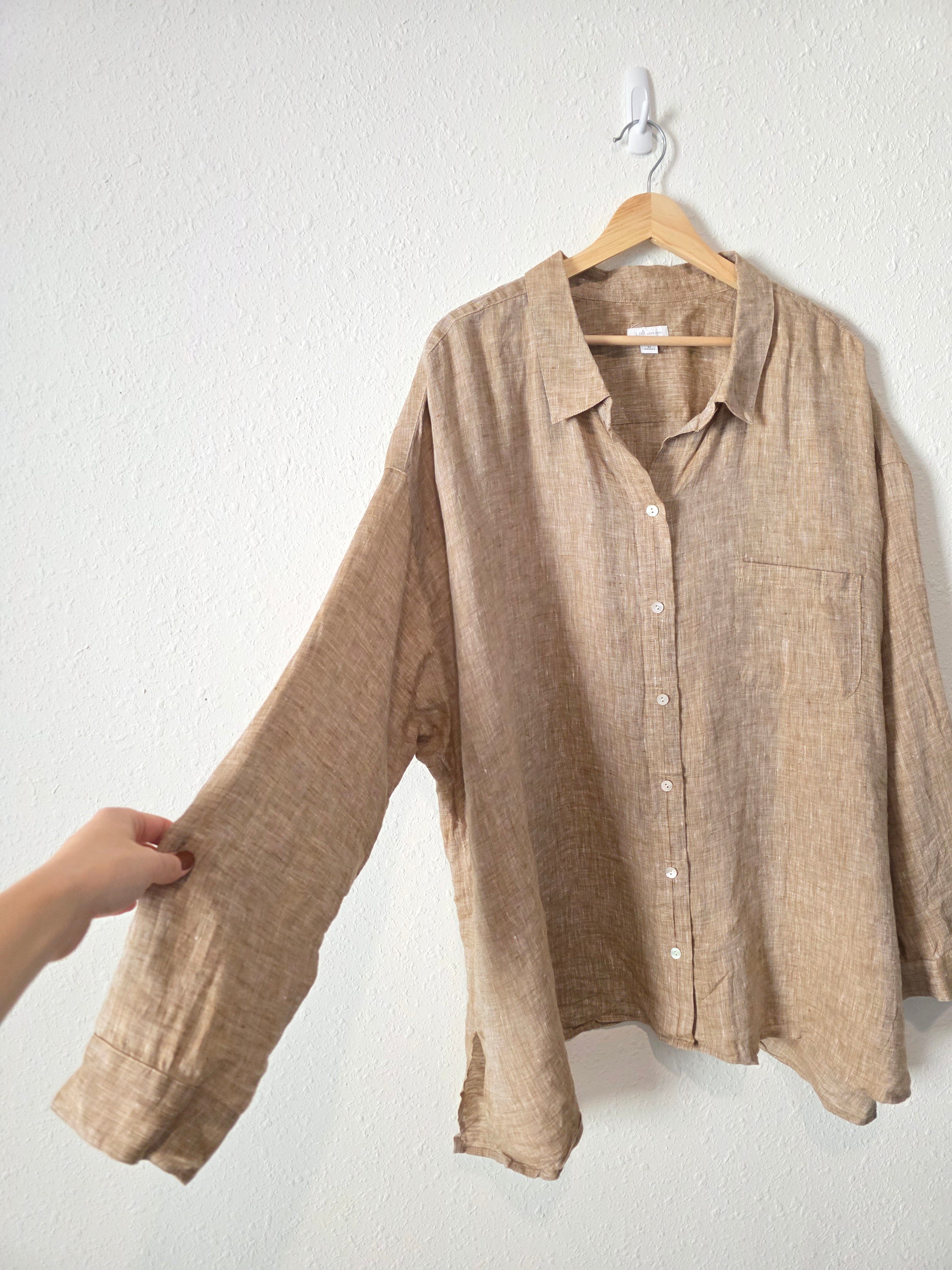 J.Jill Neutral Linen Button Up (4X)