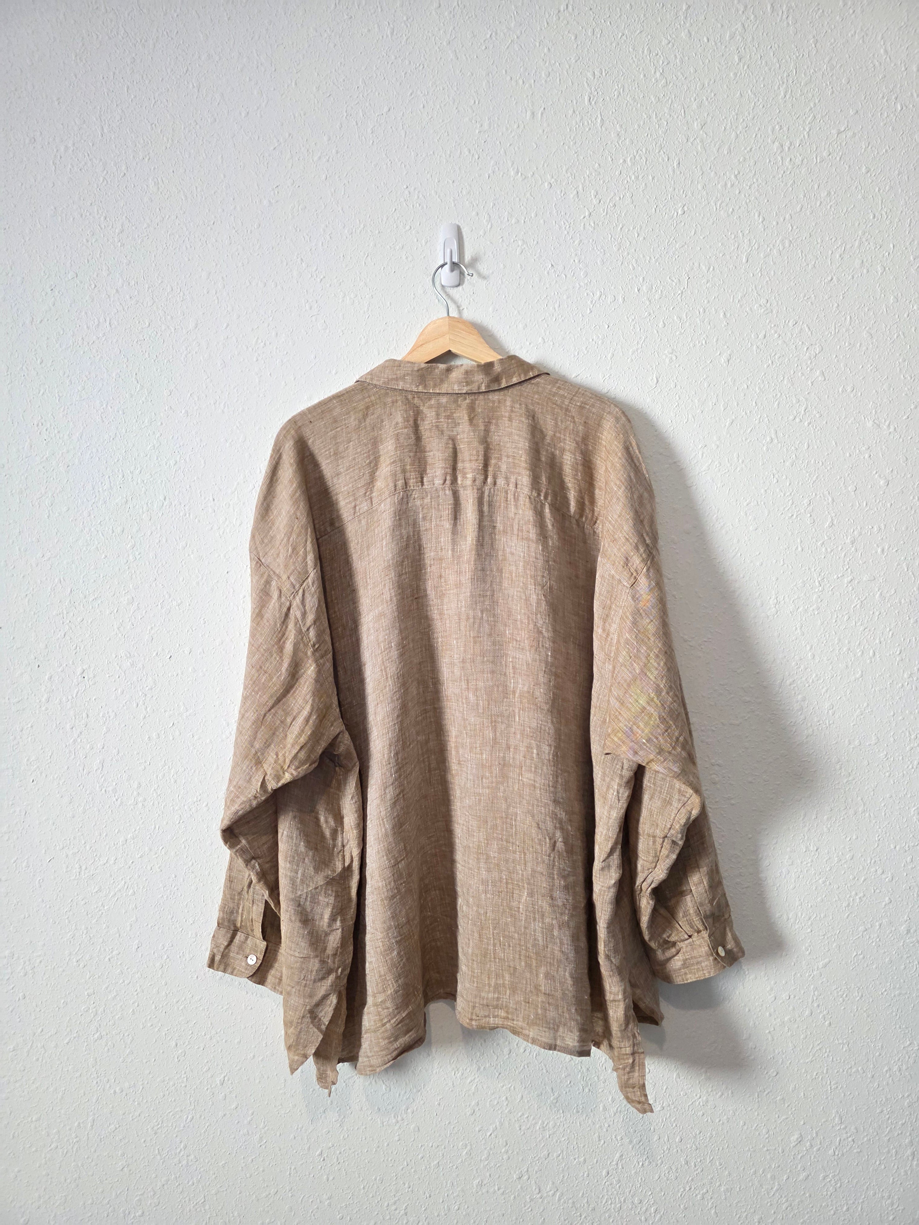 J.Jill Neutral Linen Button Up (4X)