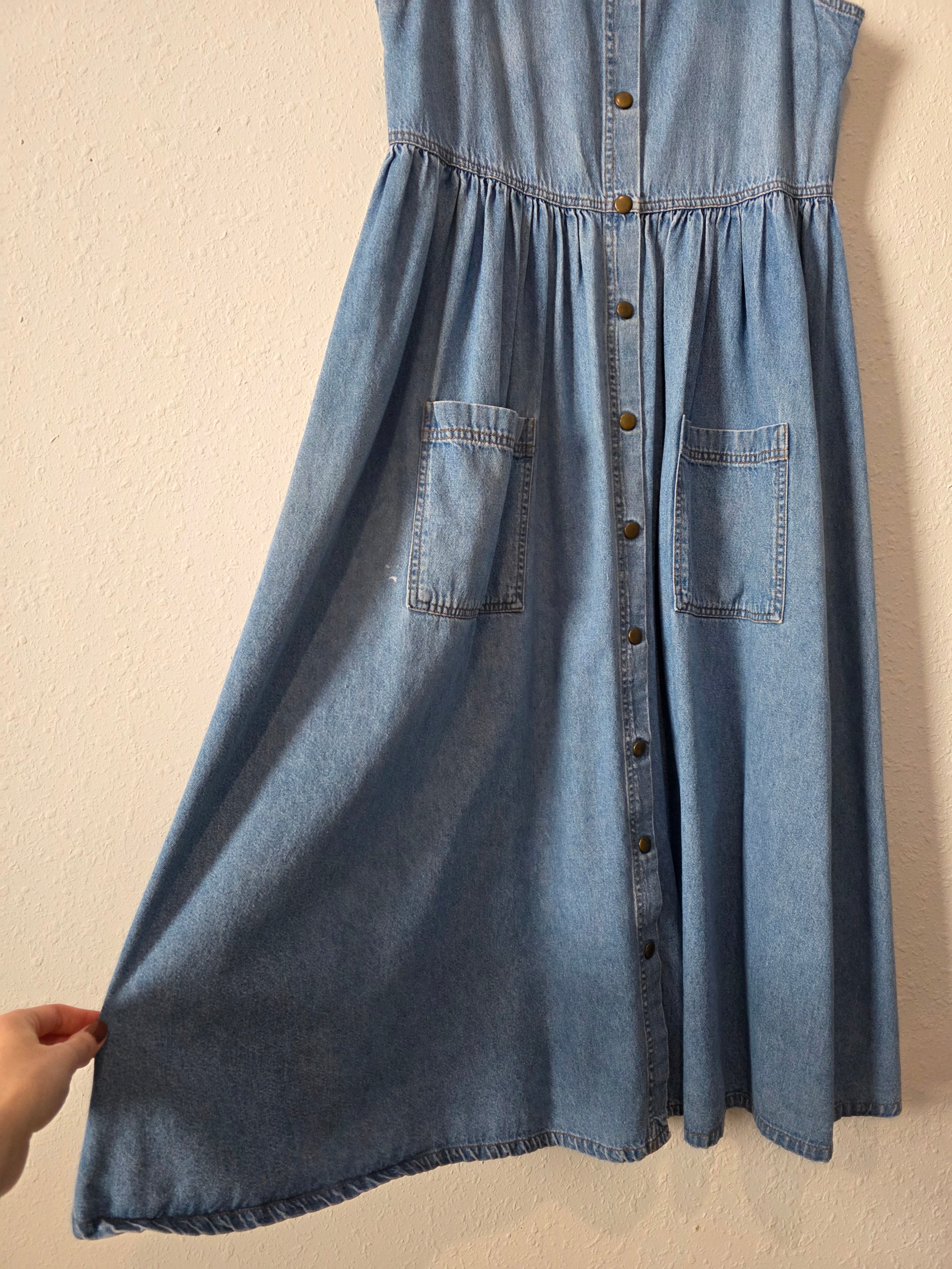 Vintage Denim Midi Dress (S)