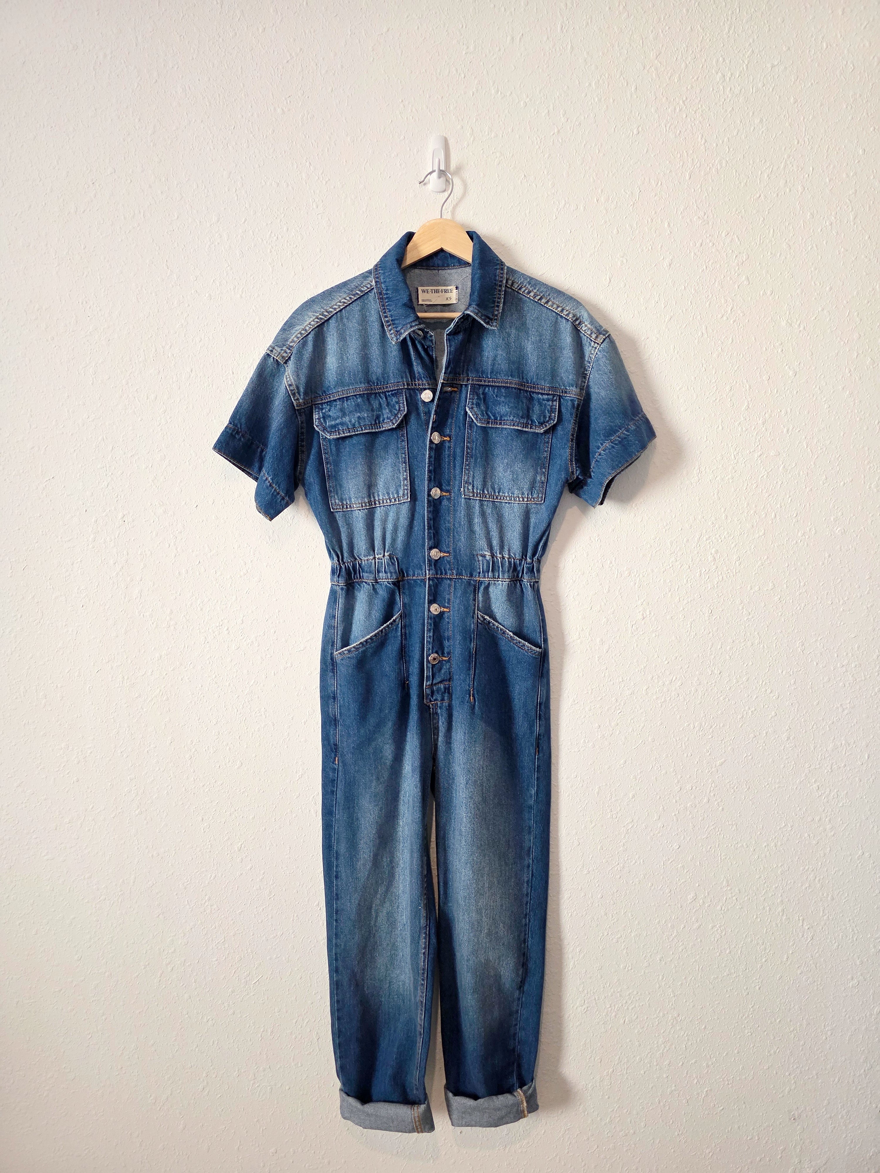 Free People Denim Coveralls (XS)
