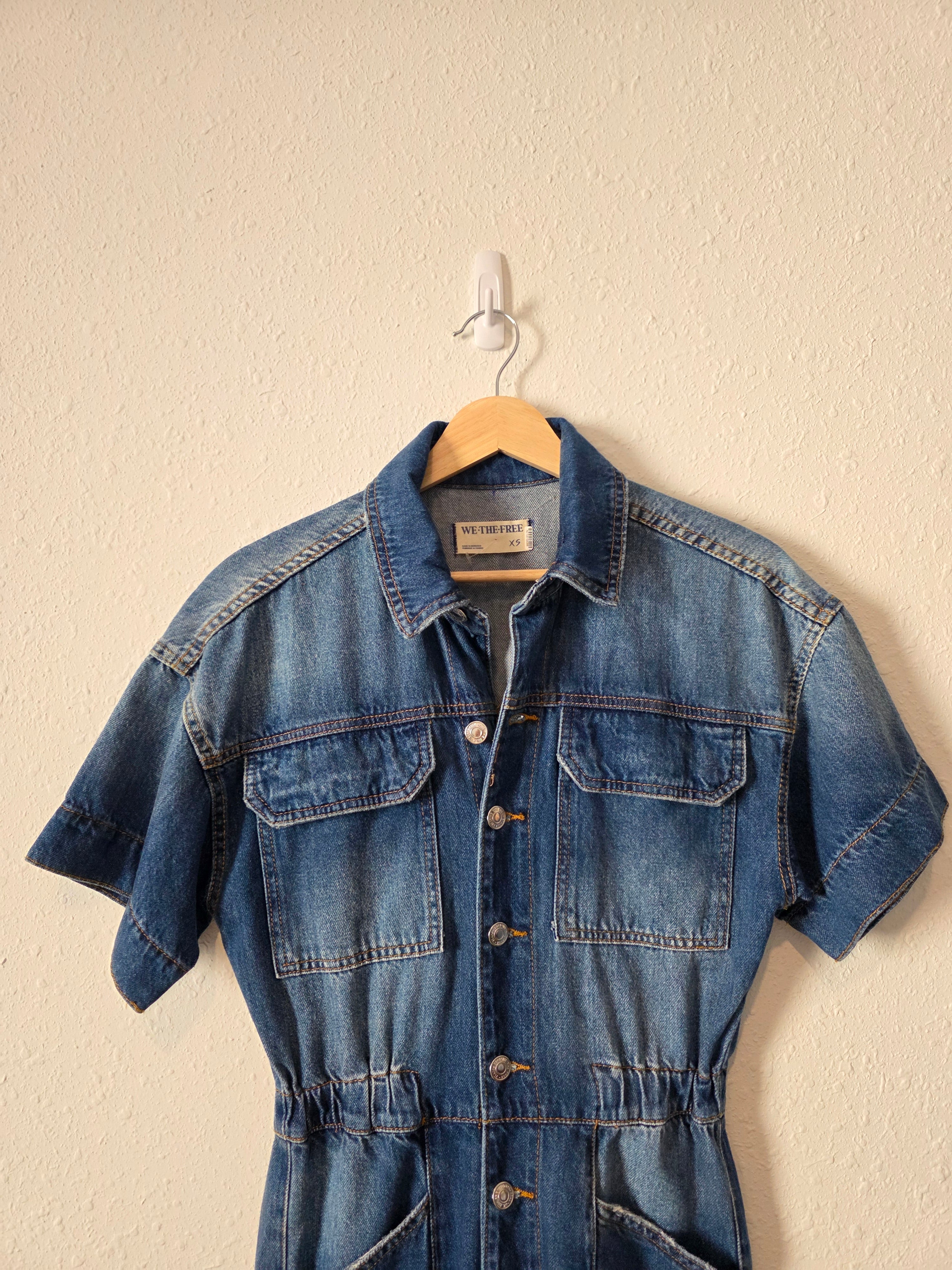Free People Denim Coveralls (XS)