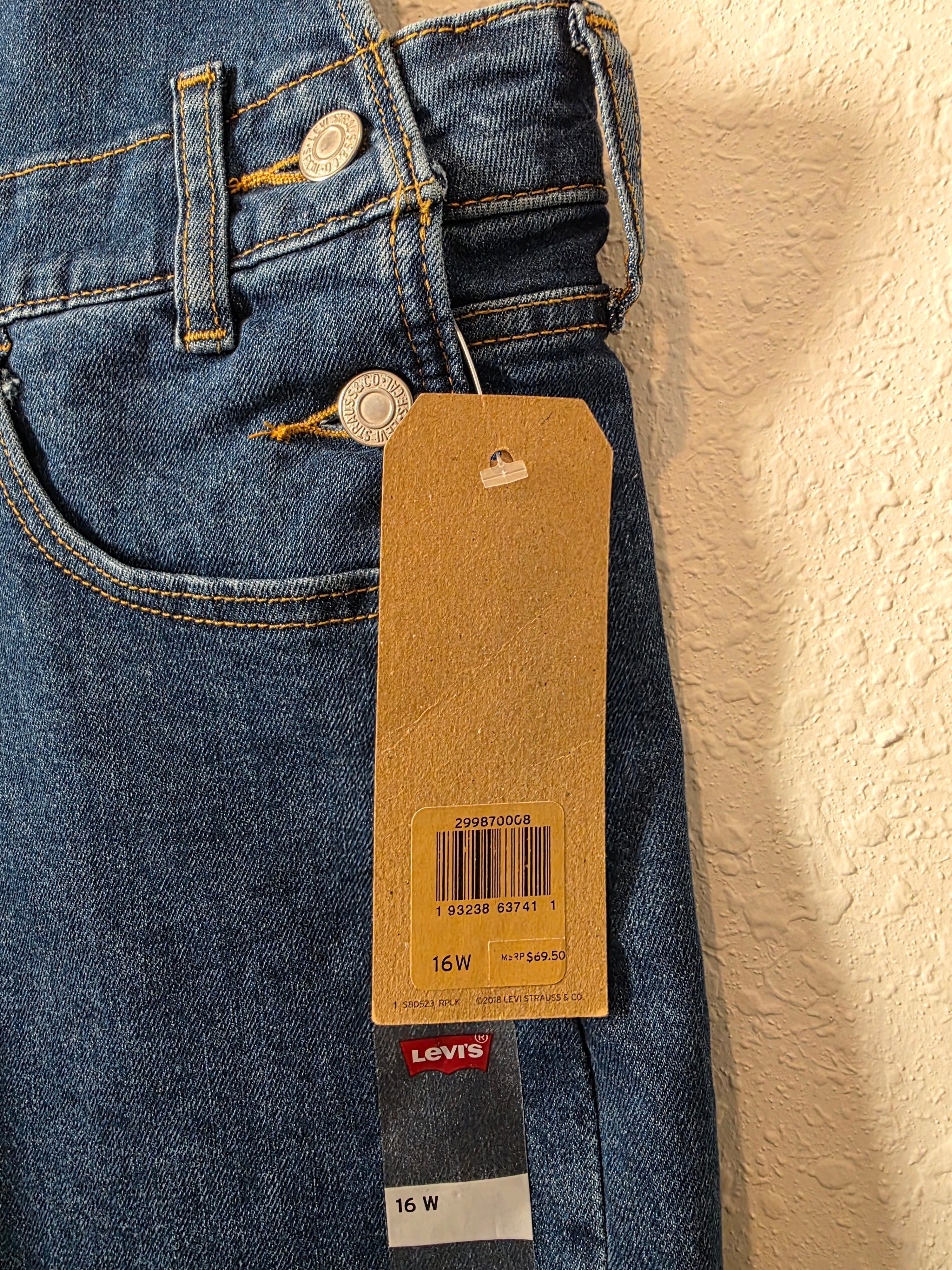 NEW Levi's Straight Denim Overalls (16W)