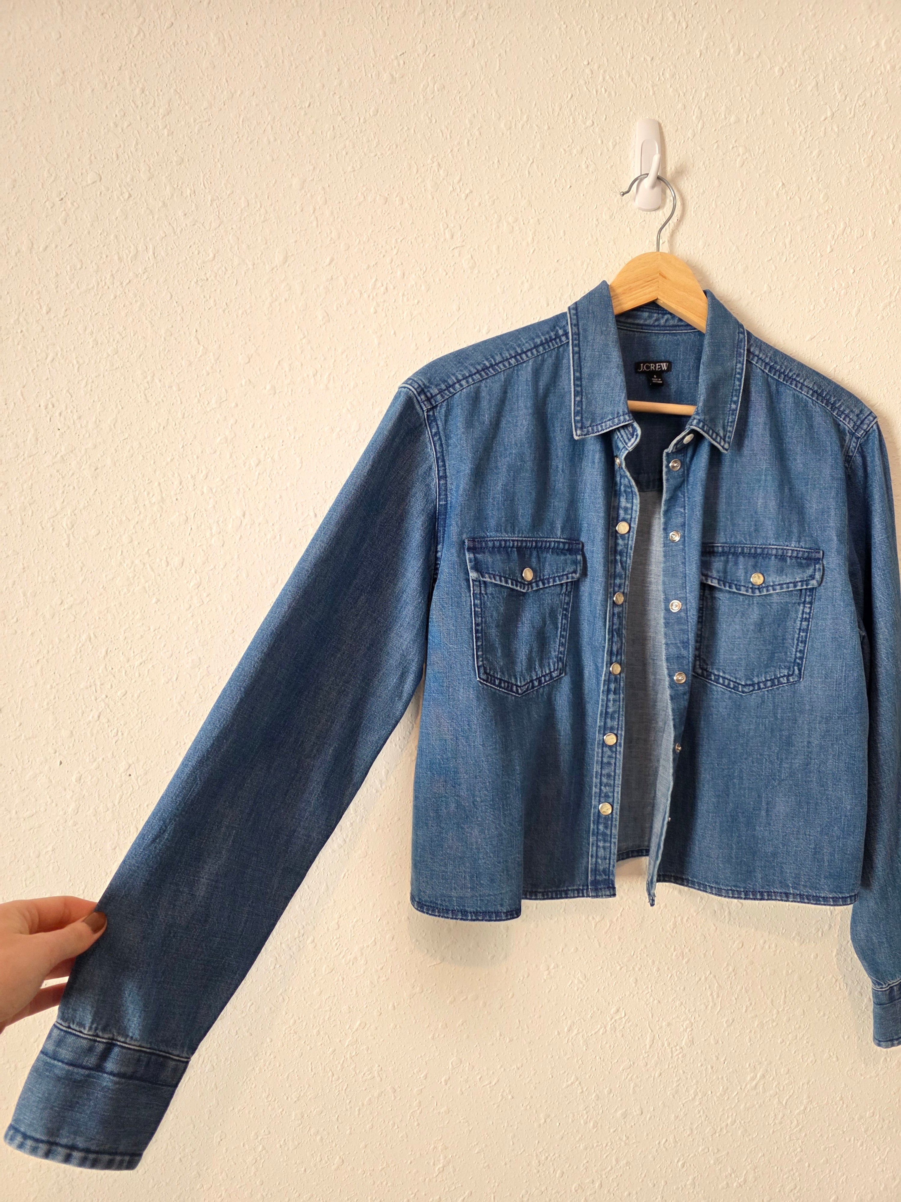 J.Crew Cropped Denim Button Up Shirt (6)